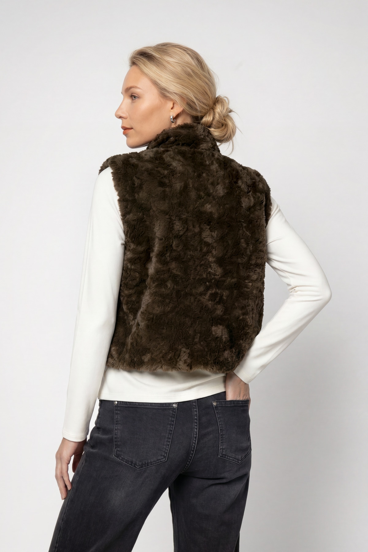 Monari Fellimitatweste »Weste Basic fake fur« Regular fit mit Stehkragen