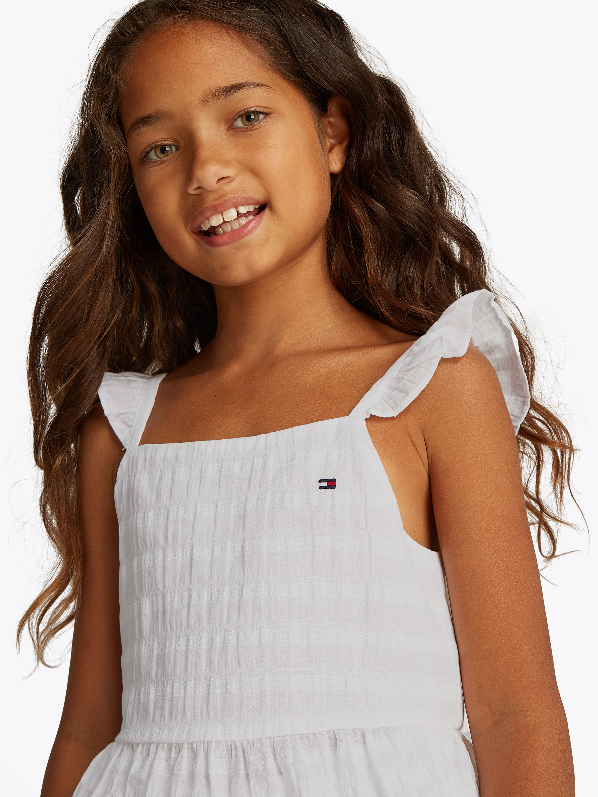 Tommy Hilfiger Trägertop »TEXTURED COTTON TOP SLVLS«, mit Stickerei, mit Rüschen