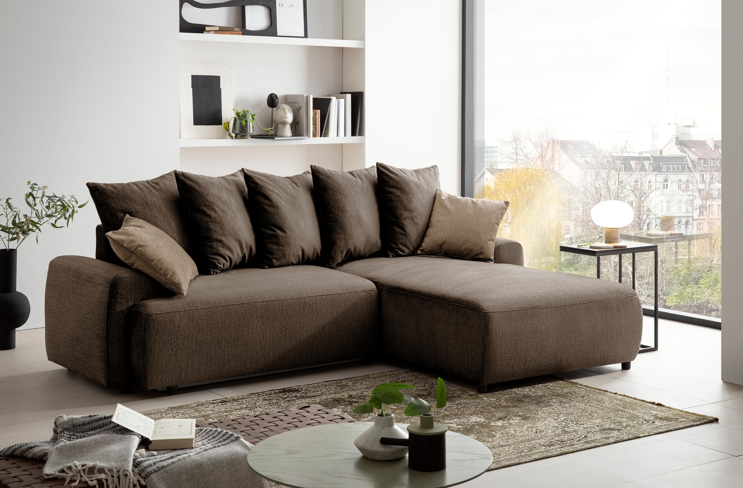 exxpo - sofa fashion Ecksofa "Game, gemütlich mit 5 Rückenkissen und 2 Zier günstig online kaufen