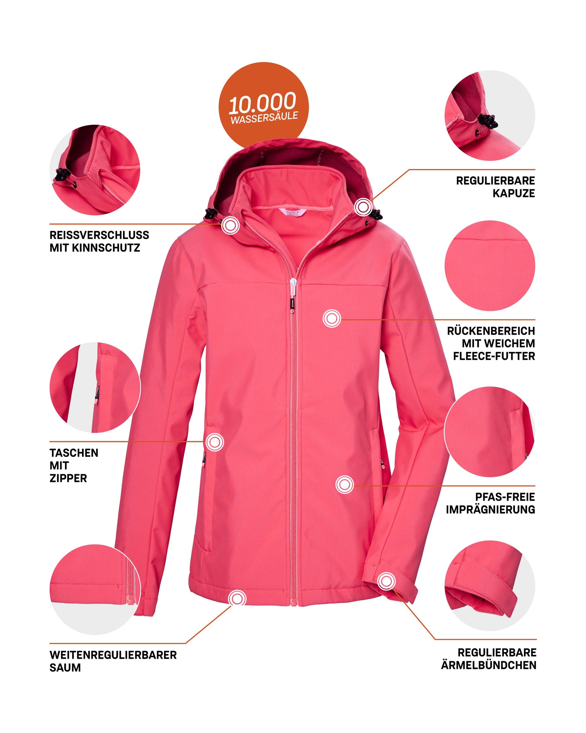 Killtec Softshelljacke »KOS 102 WMN SFTSHLL JCKT«, Wasserabweisende, atmungsaktive Softshelljacke, PFAS-frei imprägniert
