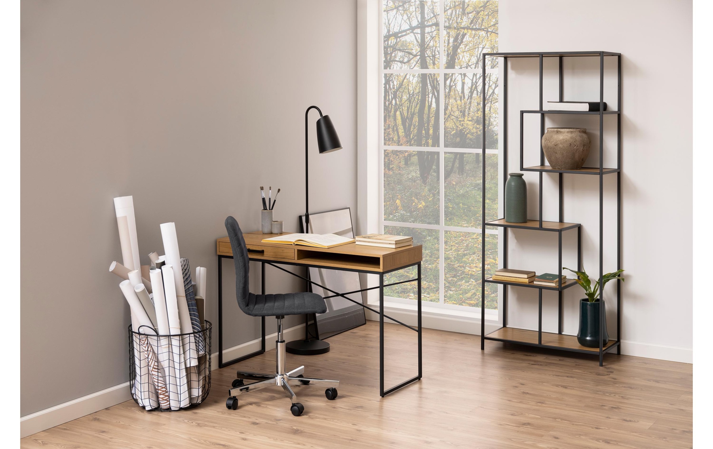 AC Design Regal »Seaford 77 x 35 x 185cm, Braun/Schwarz«