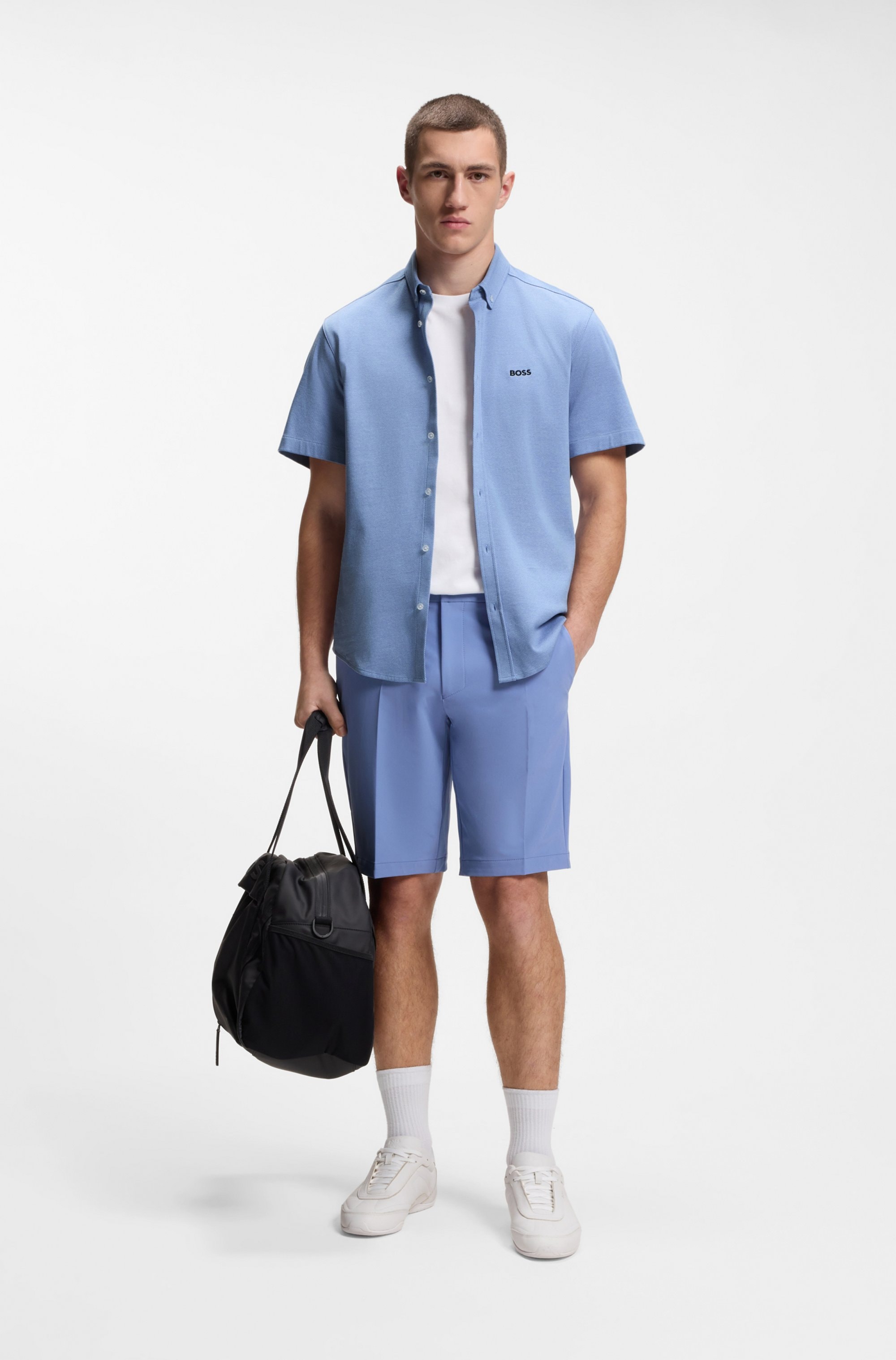 BOSS GREEN Kurzarmhemd »Motion S« Regular Fit, Button-down-Kragen, Kurzarm, Logo-Stickerei