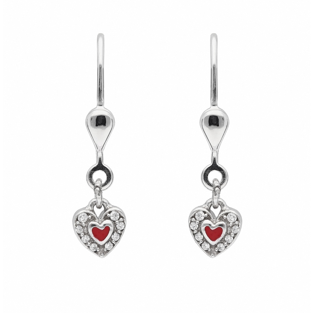 Adelia´s Paar Ohrhänger »1 Paar 925 Silber Ohrringe / Ohrhänger Herz mit Zirkonia« mit Zirkonia Silberschmuck für Damen