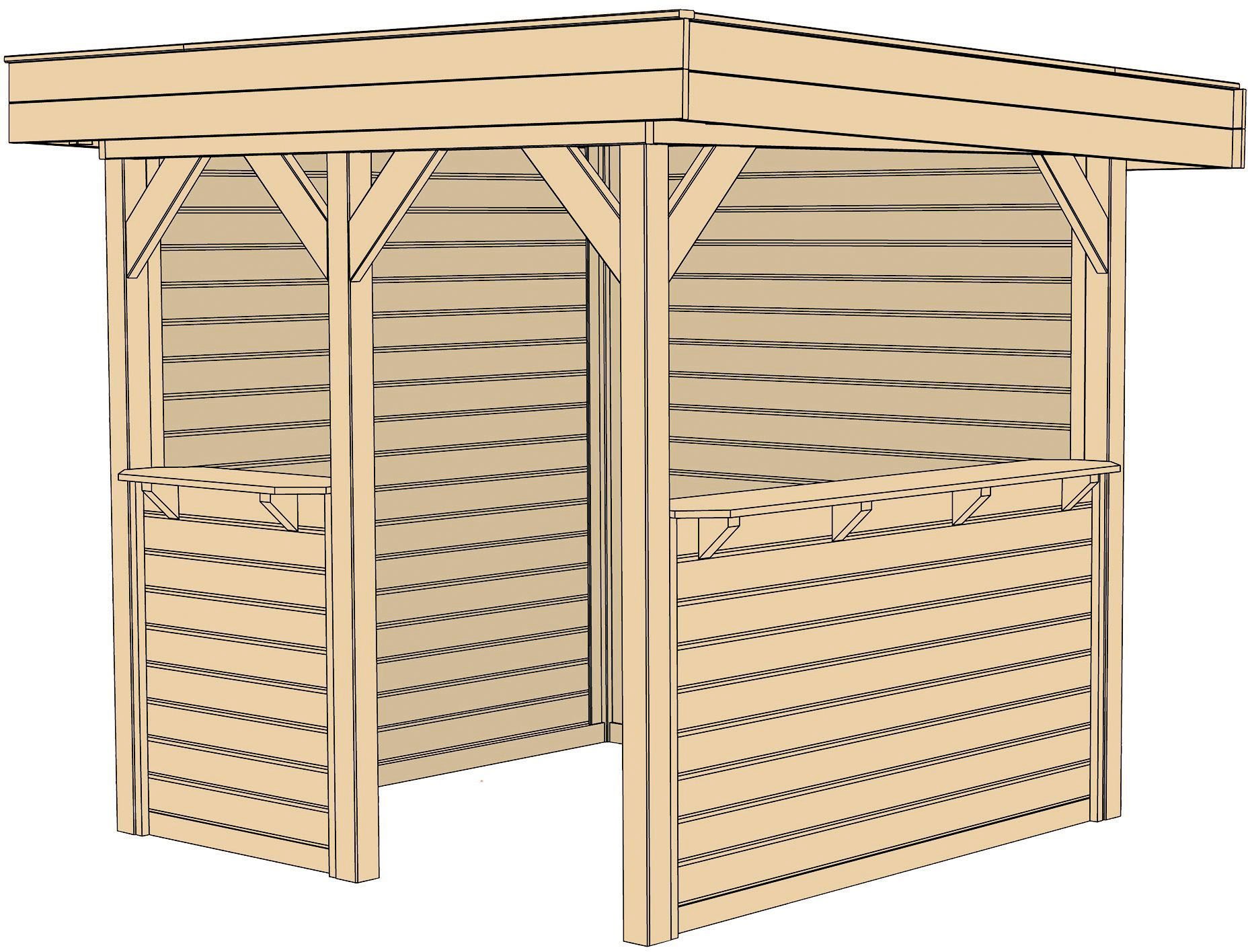 weka Holzpavillon "Gartenlaube 657 Gr.1" Set mit 2 Rückwänden, Tresenwand u günstig online kaufen