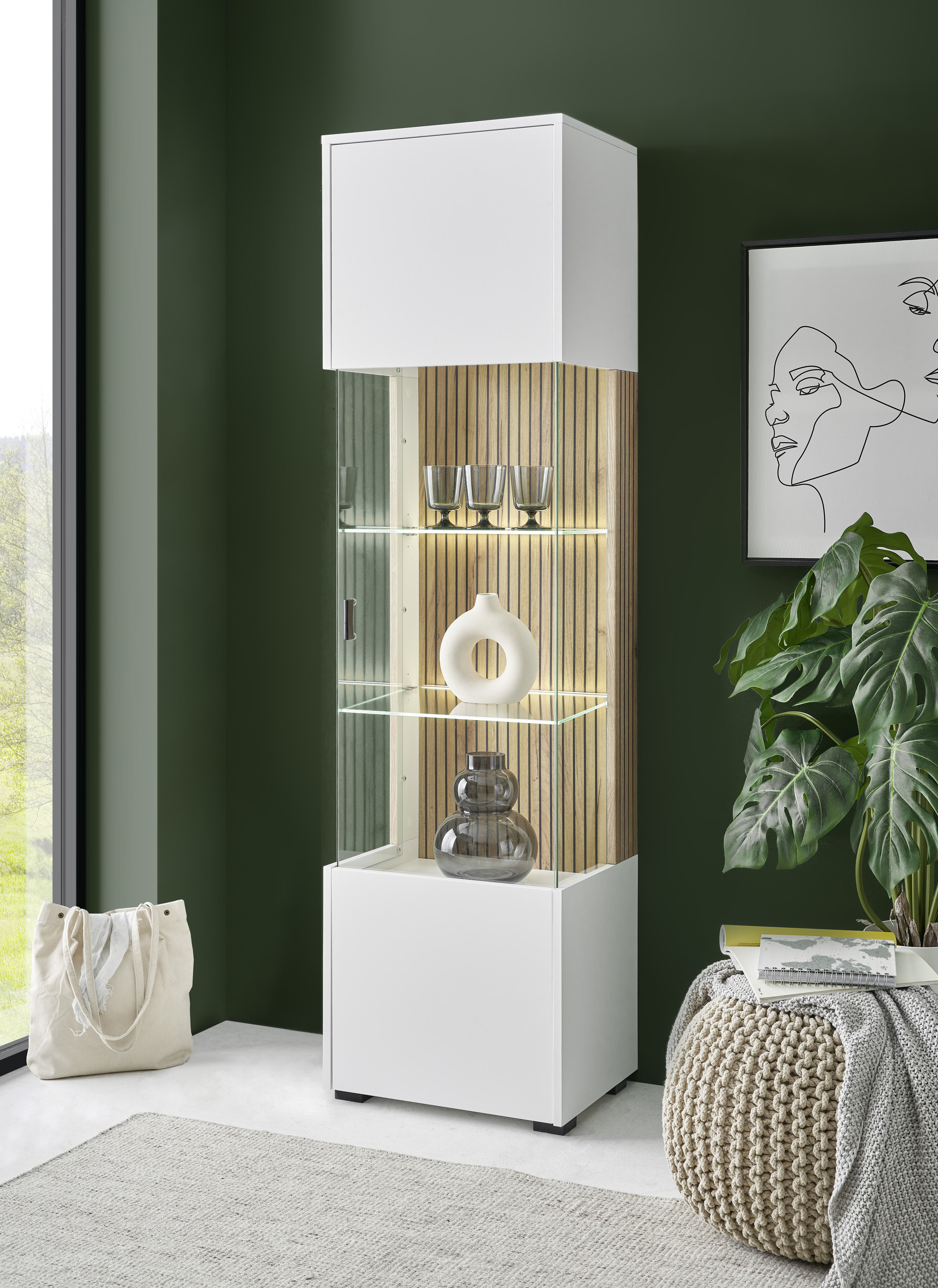 Thumbnail - INOSIGN Vitrine "Hudson", in moderner Trendfarbe, Griffe aus Metall (Schwarz), Höhe 180 cm