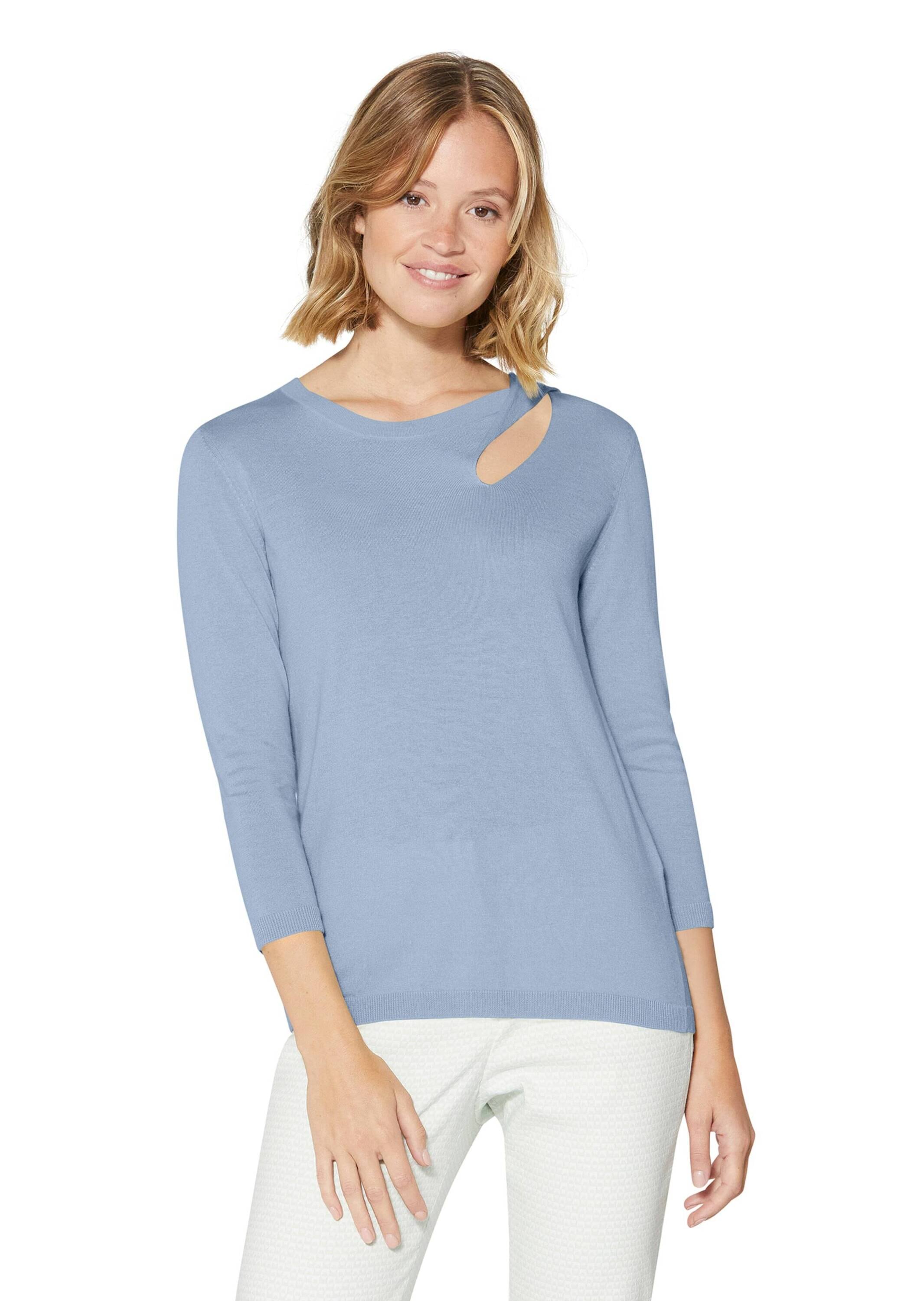 MADELEINE Longpullover »Pullover Feinstrick-Pullover mit 3/4-Ärmeln und Cut-out«