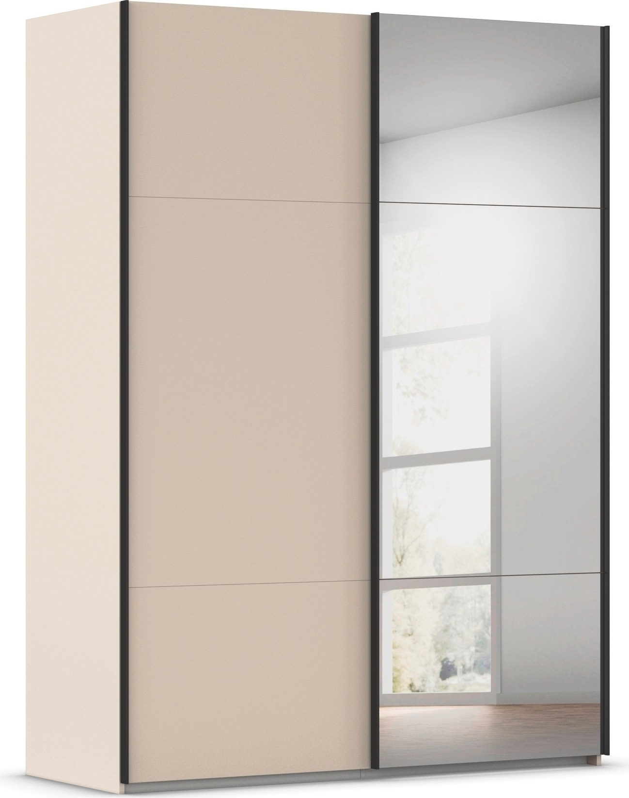 rauch Schwebetürenschrank "Kleiderschrank Schrank Garderobe Schlafzimmerschrank CONTIDO" 3 verschiedene Ausstattungen BASIC/CLASSIC/PREMIUM (inkl. SOFT-CLOSE), aus hochwertigem Material in 6 Breiten 2 Griff-Farben MADE IN GERMANY