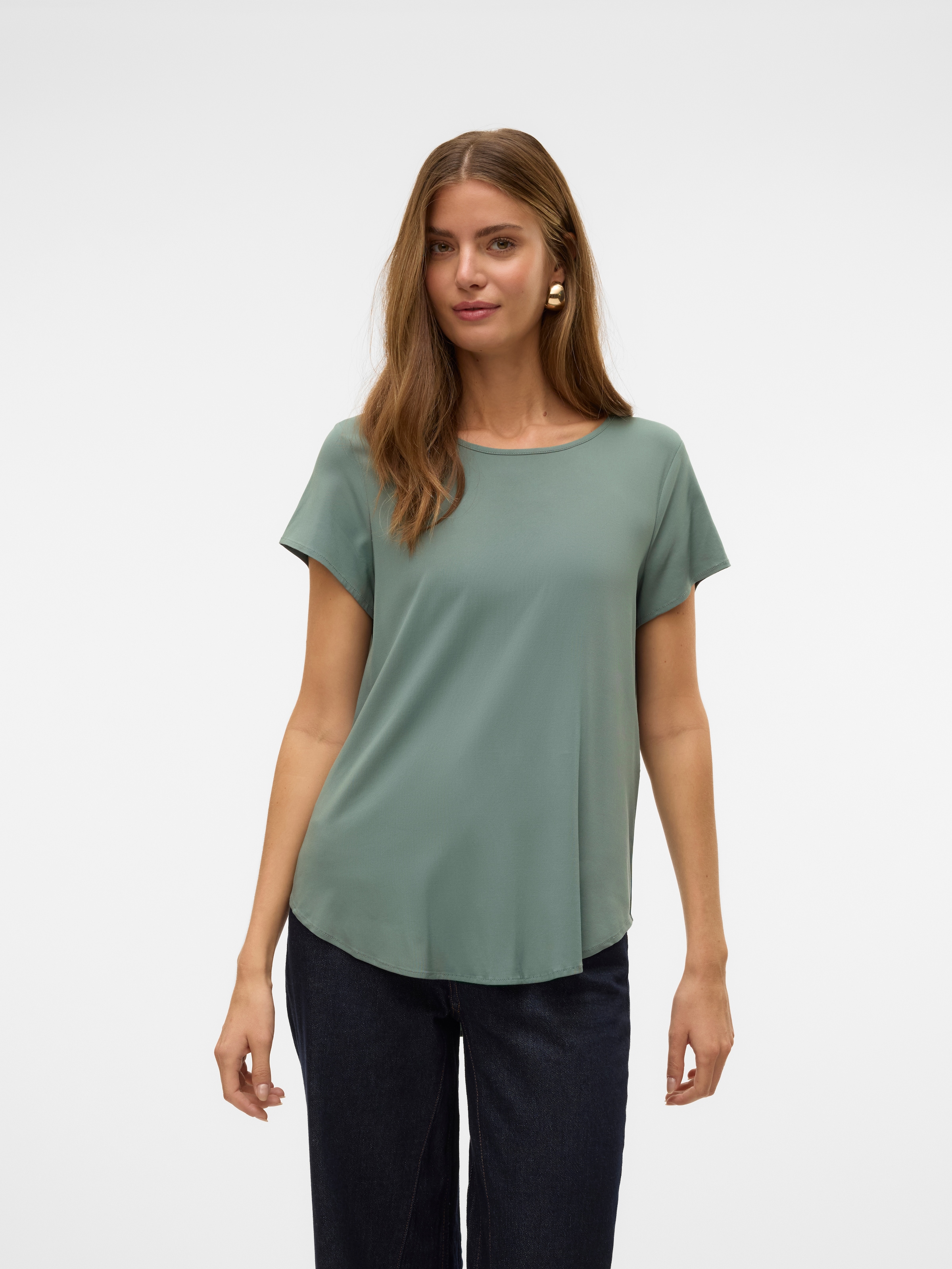 Vero Moda Blusenshirt "VMBELLA SS TOP WVN GA NOOS" Viskosemischung, abgerun günstig online kaufen