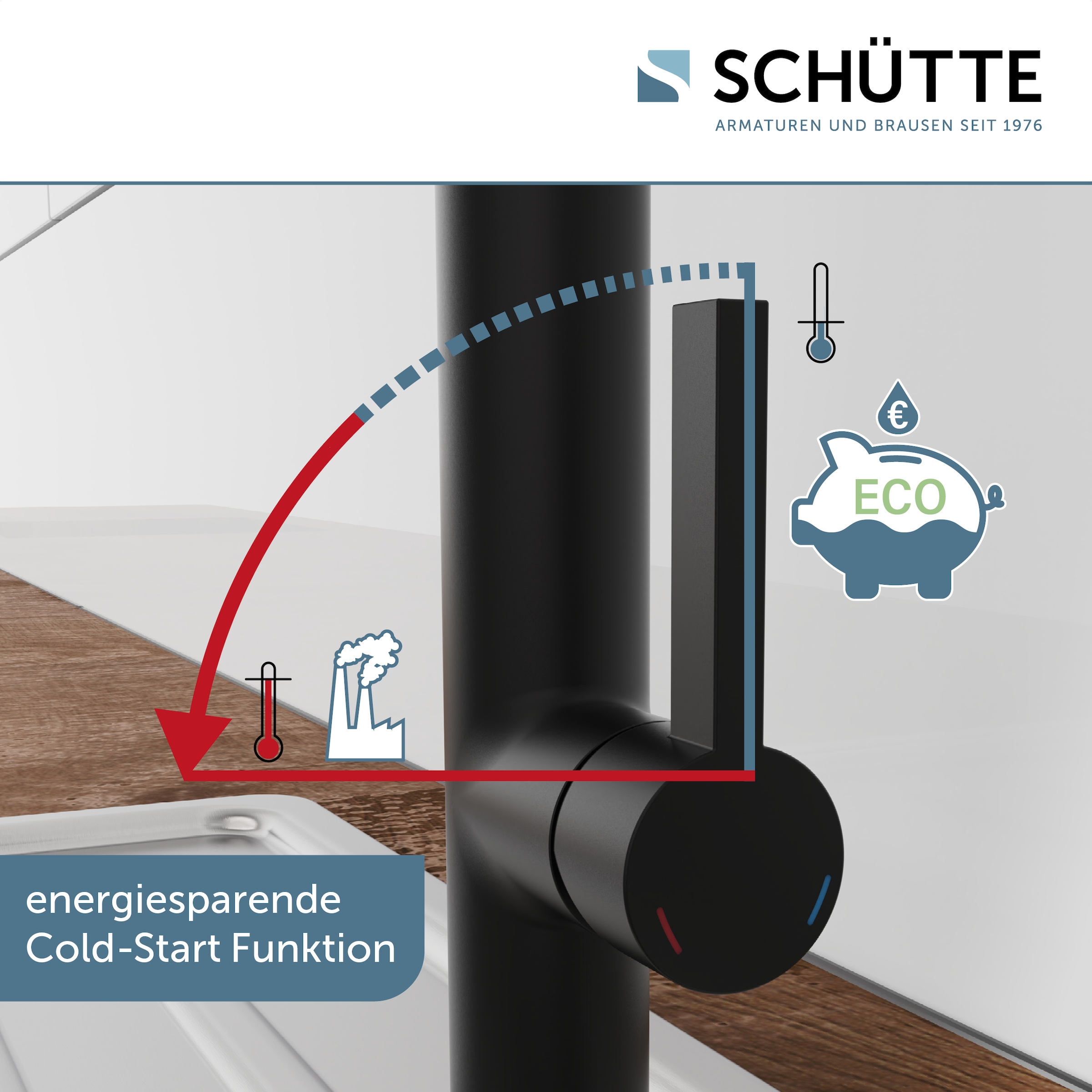 Schütte Spültischarmatur »MIAMI« energiesparende Cold-Start-Funkt., 360° schwenkbar, 2-fach verstellbar