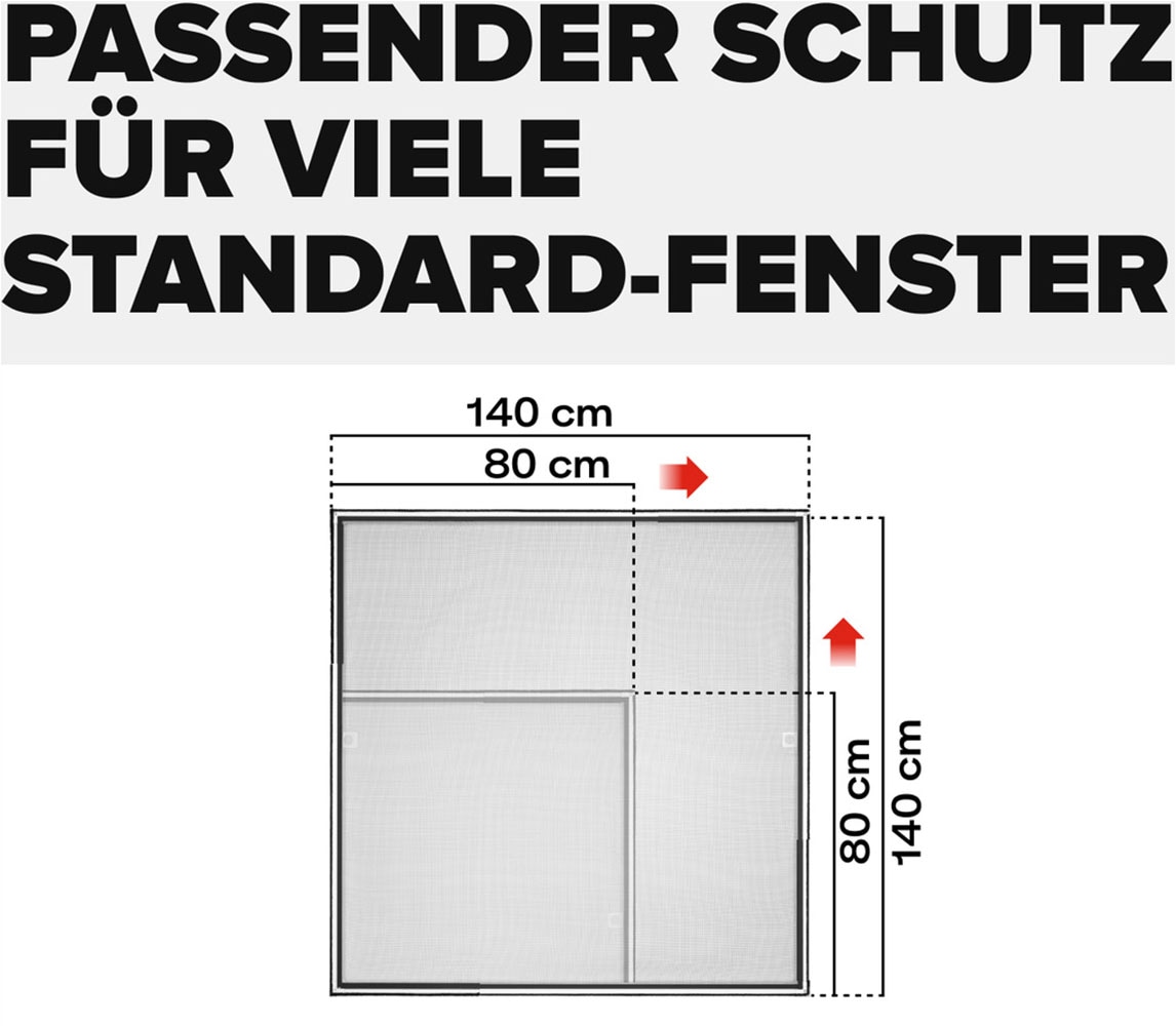 tesa Insektenschutz-Fensterrahmen »FALT Alu Rahmen teleskopierbar Premium« Packung, Teleskop Alu Rahmen, 1 Stk. tlg. Alu Insektenschutz 80 cm x 80 cm bis 140 cm x 140 cm