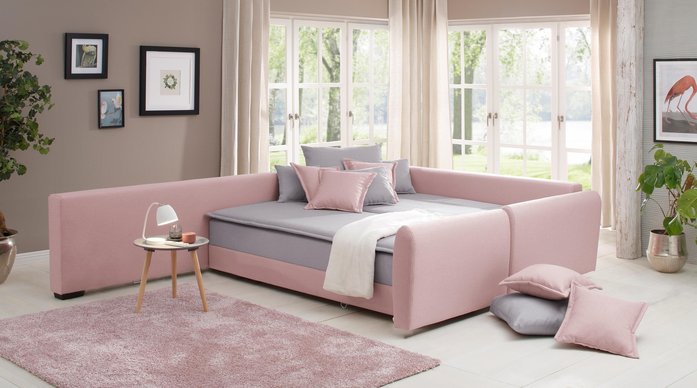 Home affaire Ecksofa »Fernando L-Form«, mit Boxspring: Dauerschlaffunktion durch Drehen und Zusammenschieben