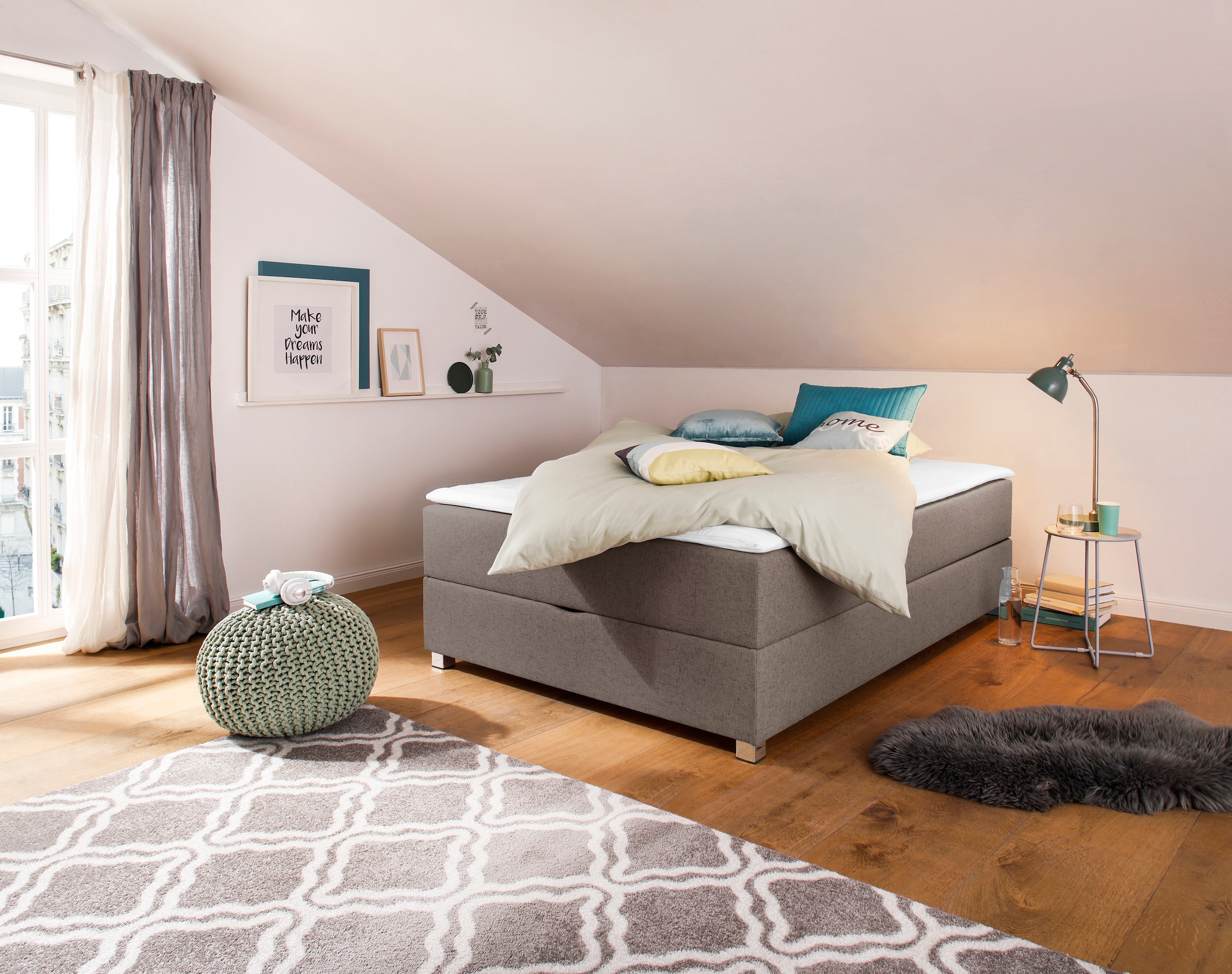 Home affaire Boxbett "Alexis" ohne Kopfteil - ideal für Räume mit Dachschrägen; in 4 Breiten