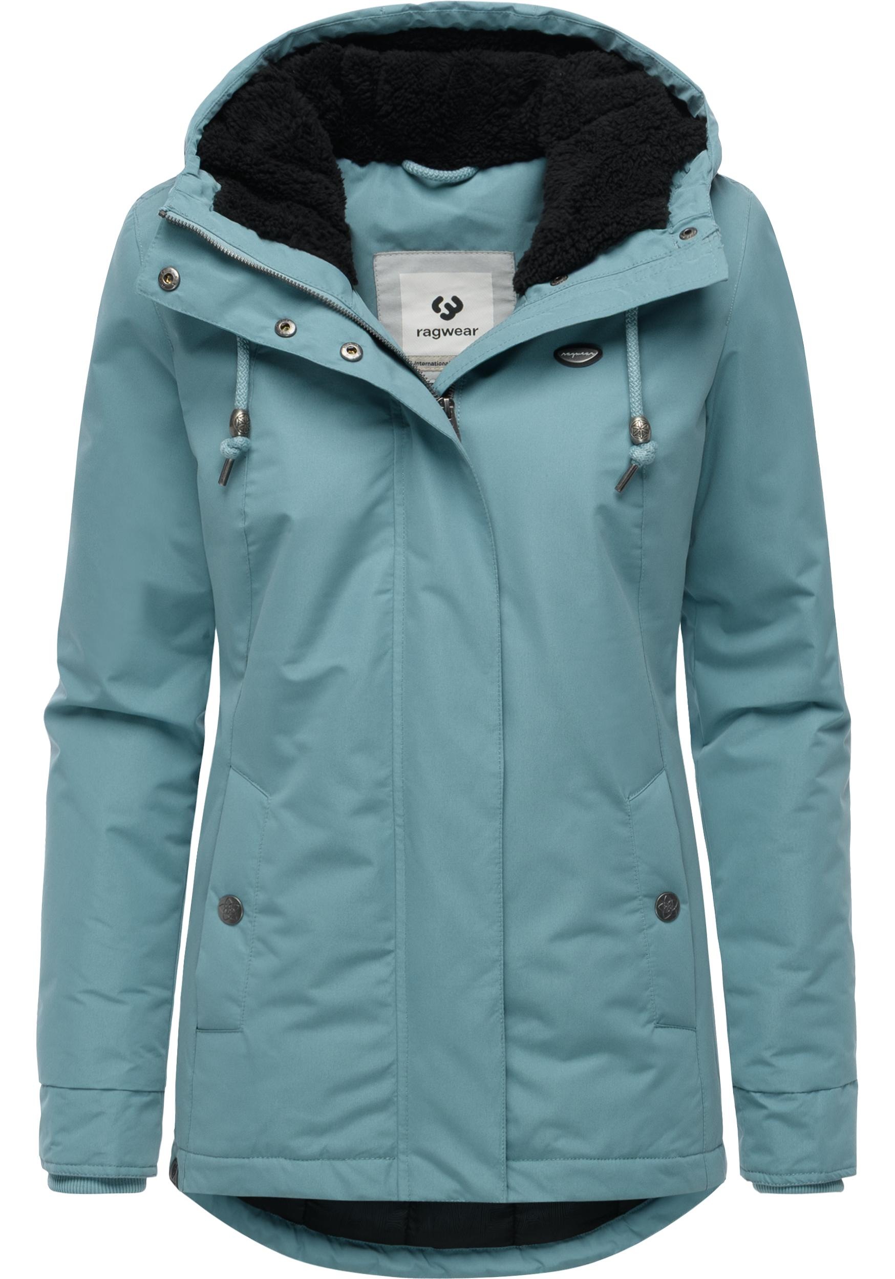 Kurzmantel RAGWEAR "Alvena YOUMODO", Damen, Gr. XXL (44), graublau, Obermaterial: 100% Polyester; Innenfutter: 100% Polyester; Wattierung: 100% Polyester, tailliert Po-bedeckend, hoch geschlossener Ausschnitt, Ärmel ohne Ärmelschlitz Rippbündchen, Mäntel  3