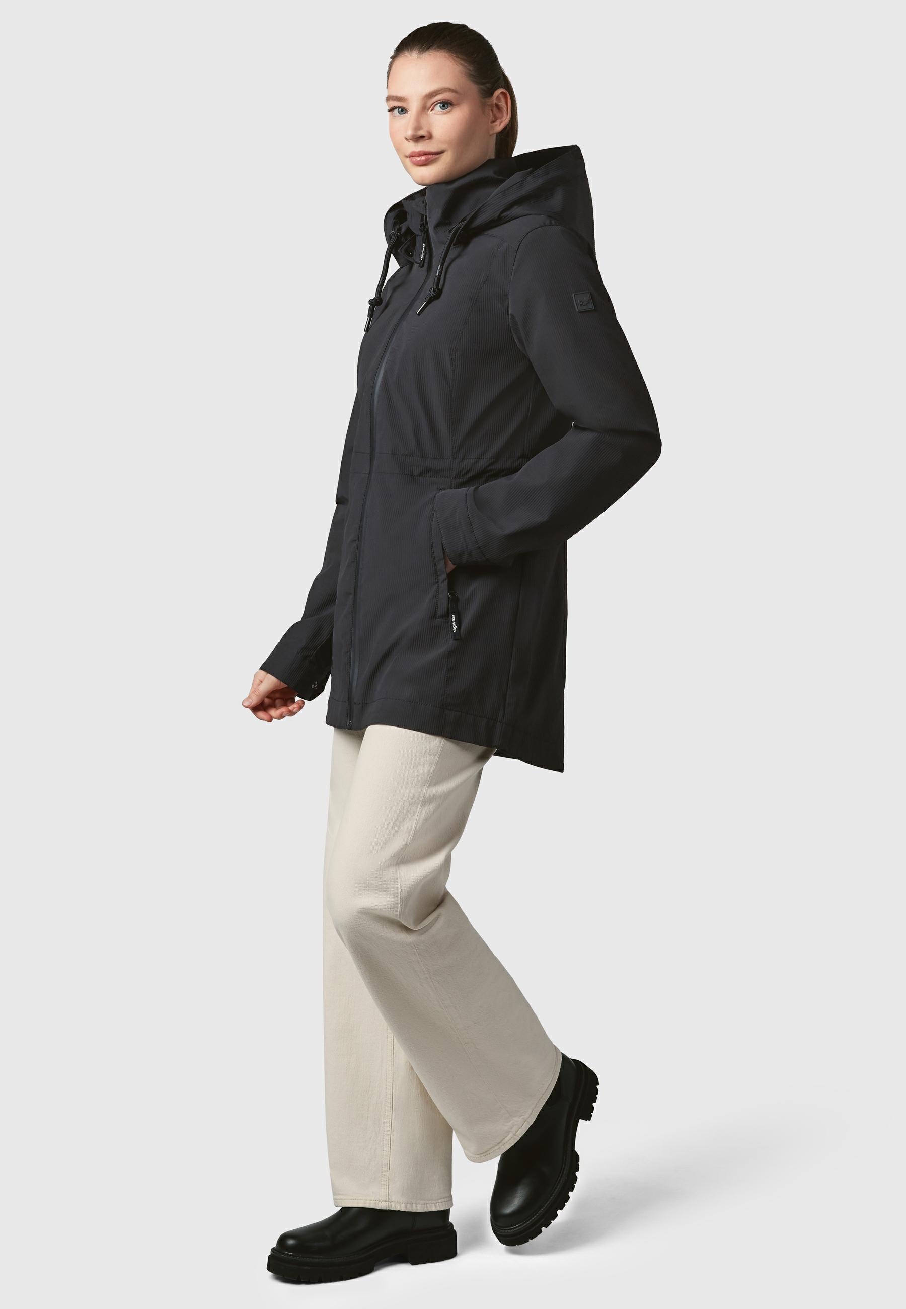 Ragwear Kurzmantel »Dakkota B«, Übergangsjacke wasserdicht mit feiner Rillenstruktur