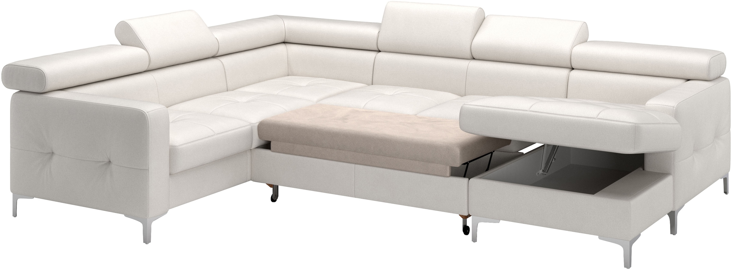 COTTA Wohnlandschaft »Sammy U-Form«, mit Kopfteilverstellung, wahlweise mit Bettfunktion & Bettkasten