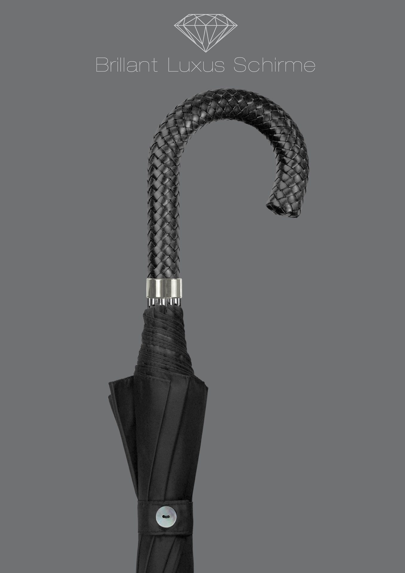 EuroSCHIRM® Stockregenschirm »Brilliant Luxus, kaufen Griff BAUR Leder mit aus online | schwarz«