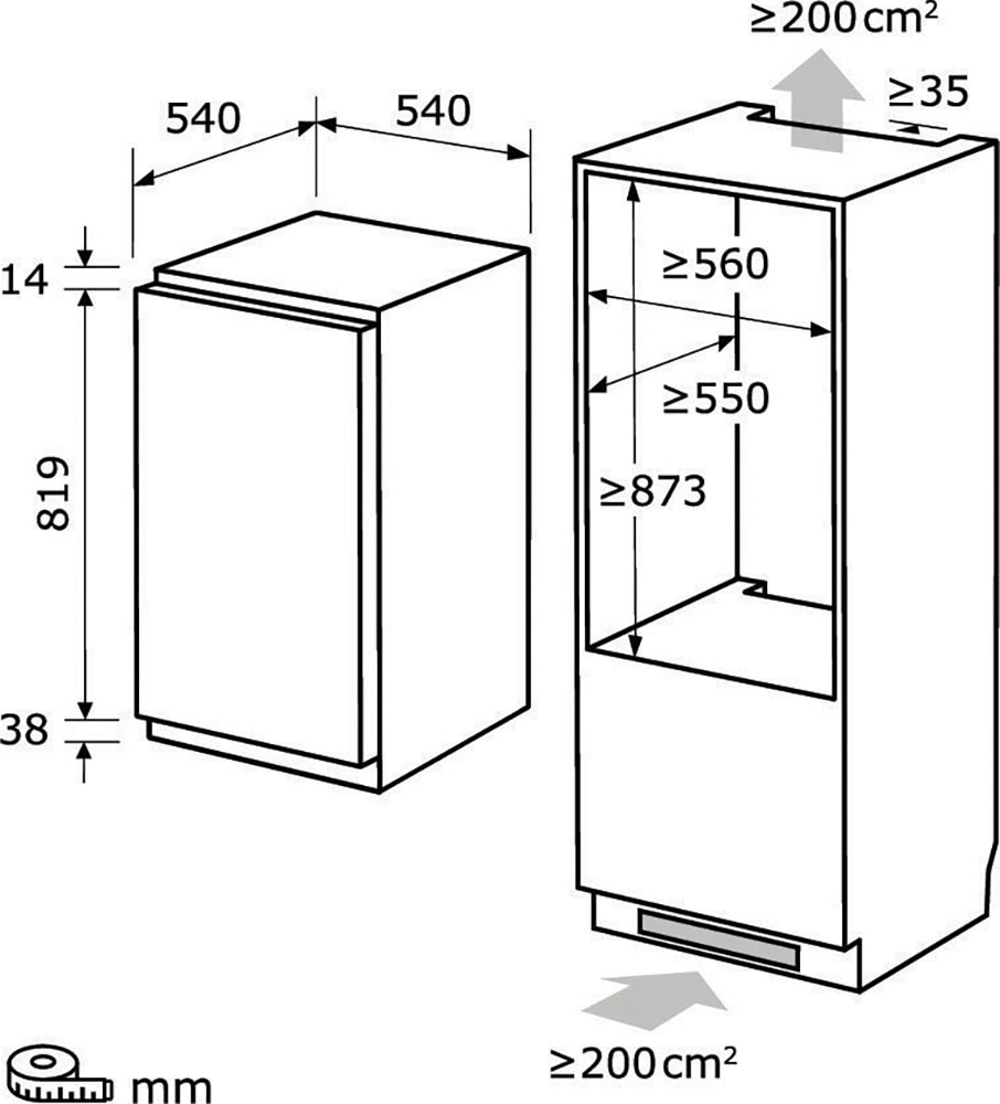 exquisit Einbaugefrierschrank »EGS101-080E«, 87,1 cm hoch, 54 cm breit
