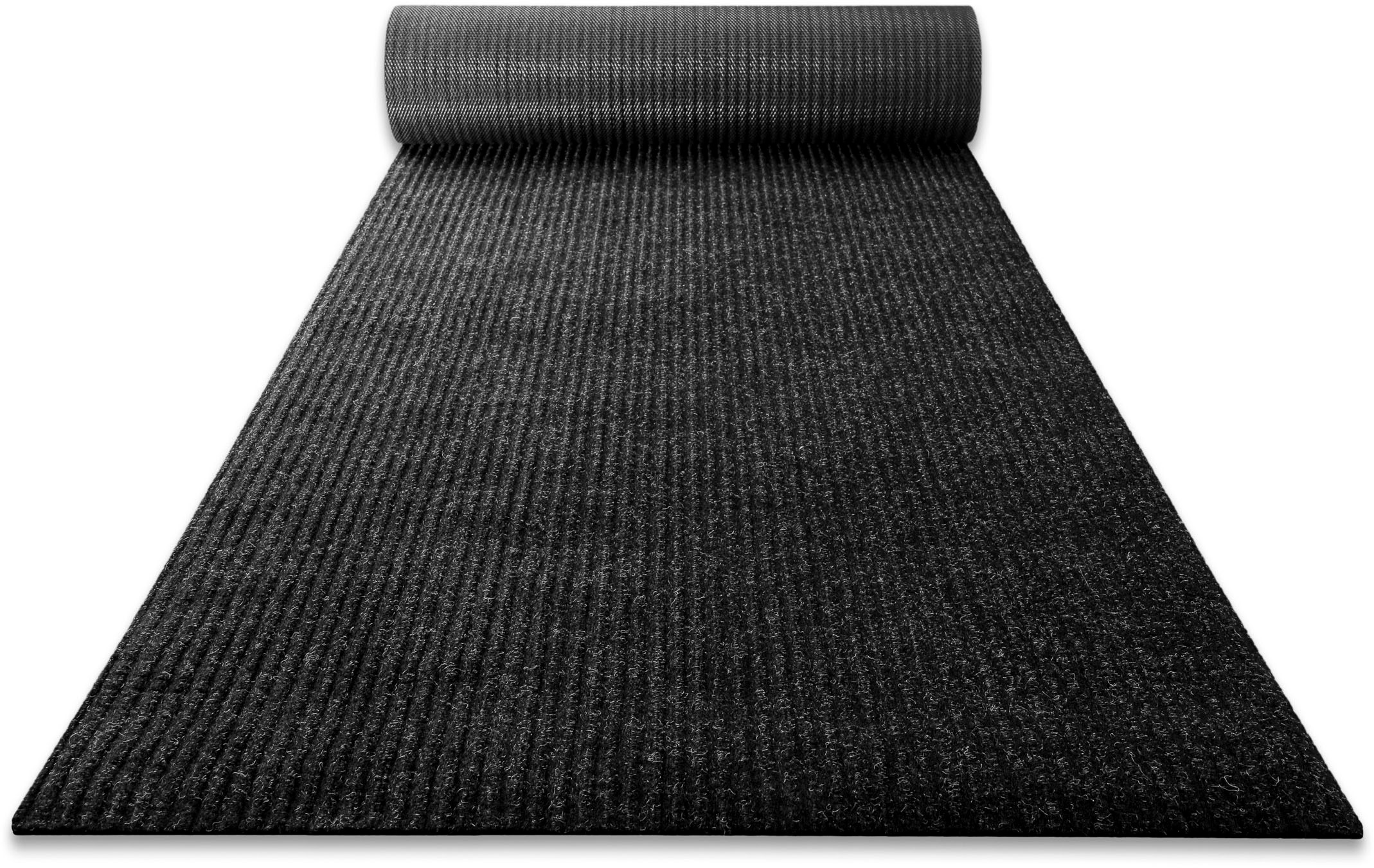 Teppich WECON HOME "Buhai", schwarz, B:80cm H:3mm L:180cm, Polyester, Teppiche, Teppich, ultraflacher Schmutzfangläufer, rutschfest, waschbar, wetterfest 3