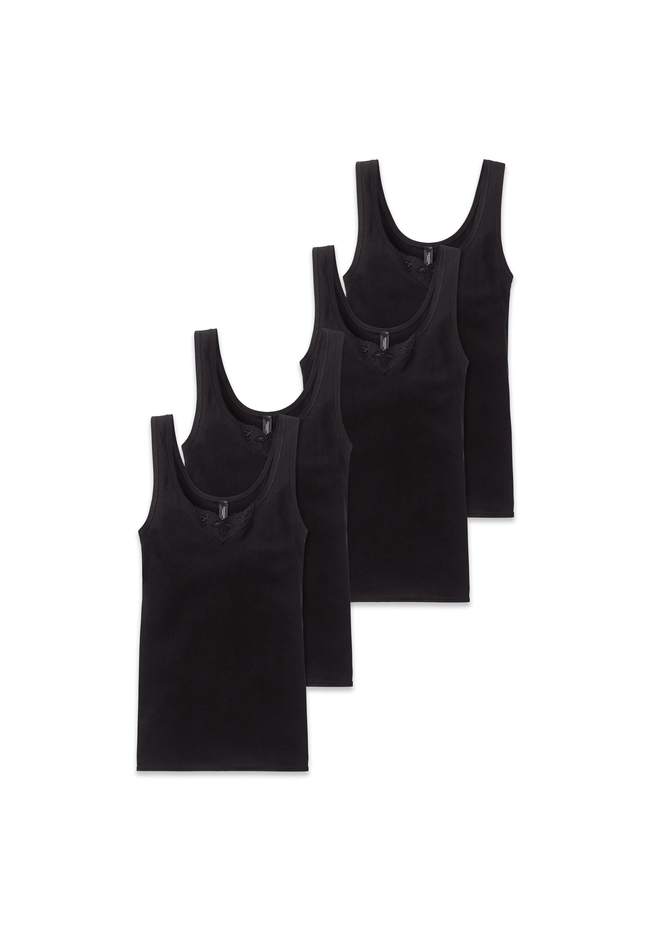 SCHIESSER Damen Unterhemd "Unterhemd Cotton Essentials 4P 4er Pack", Gr. XLschwarz, Obermaterial: 100% Baumwolle CO., Unterhemden
