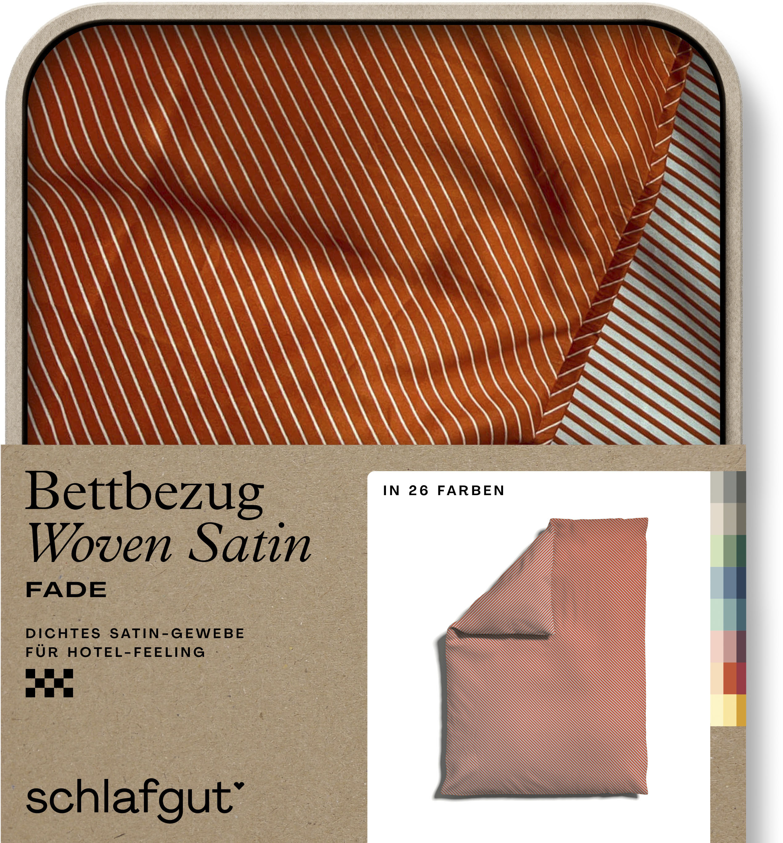 Schlafgut Bettbezug "Premium Bettbezug Woven Fade Satin (1 St)" Ton-in-Ton Reißverschluss, Fadendichte von 300tc, Streifen, OEKO Tex