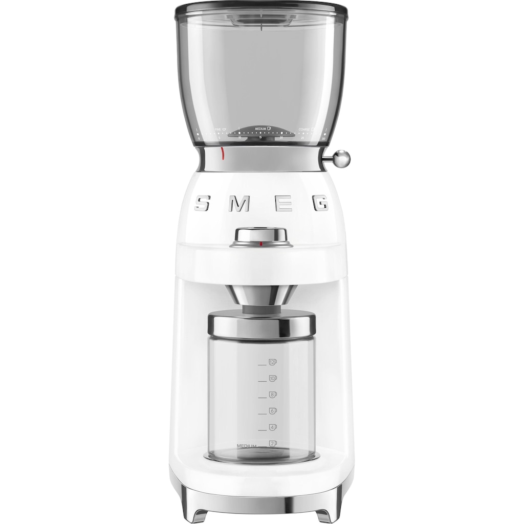 Smeg Kaffeemühle »CGF01WHEU«, 150 W, Kegelmahlwerk, 350 g Bohnenbehälter