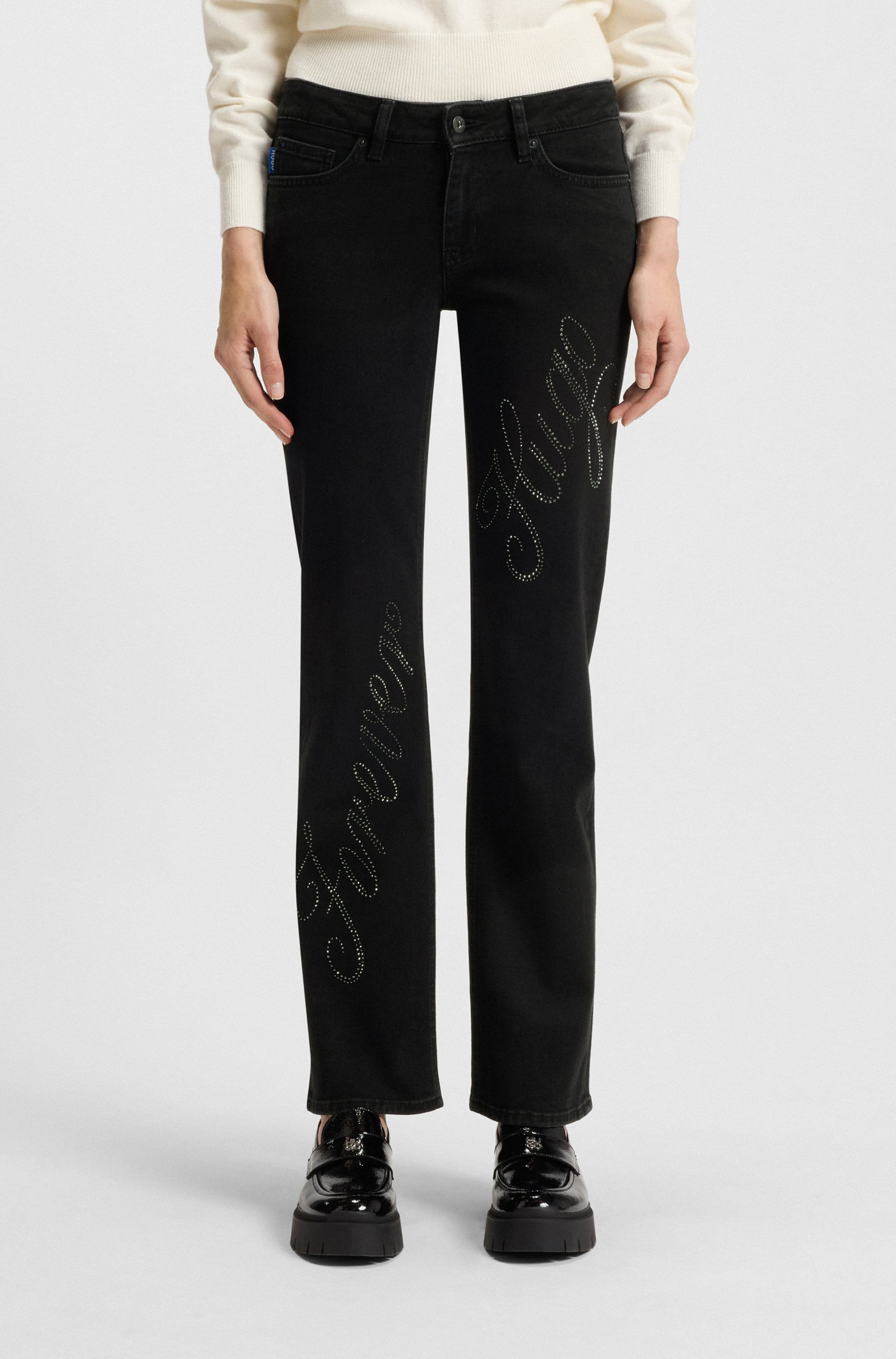 HUGO Blue Slim-fit-Jeans "Gamera" mit Strass-Logo vorn günstig online kaufen