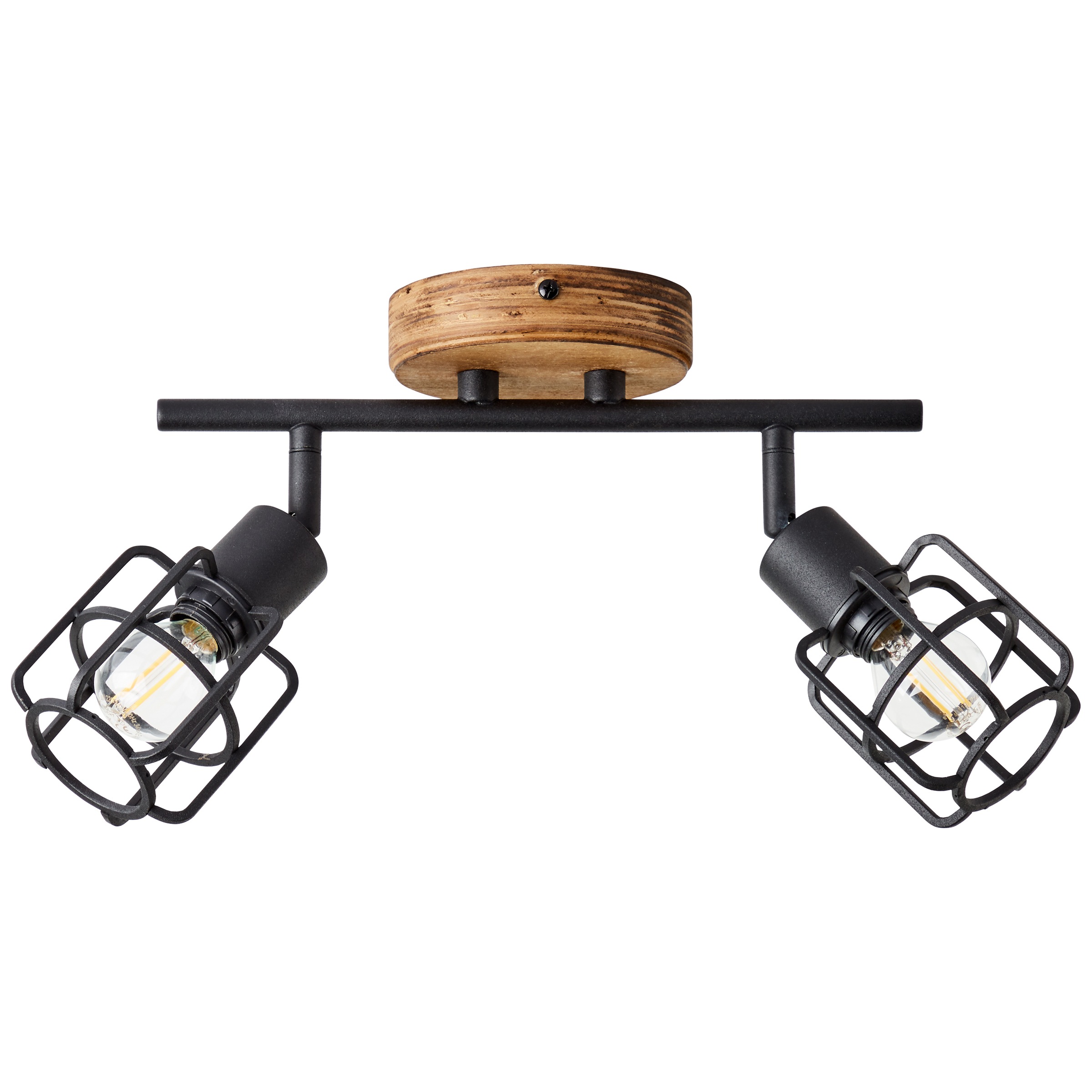 Brilliant Deckenstrahler »Gwen«, 2 flammig, Leuchtmittel E14 | ohne Leuchtmittel, B 33 cm, 2 x E14, schwenkbar, Metall/Holz, antik/schwarz korund