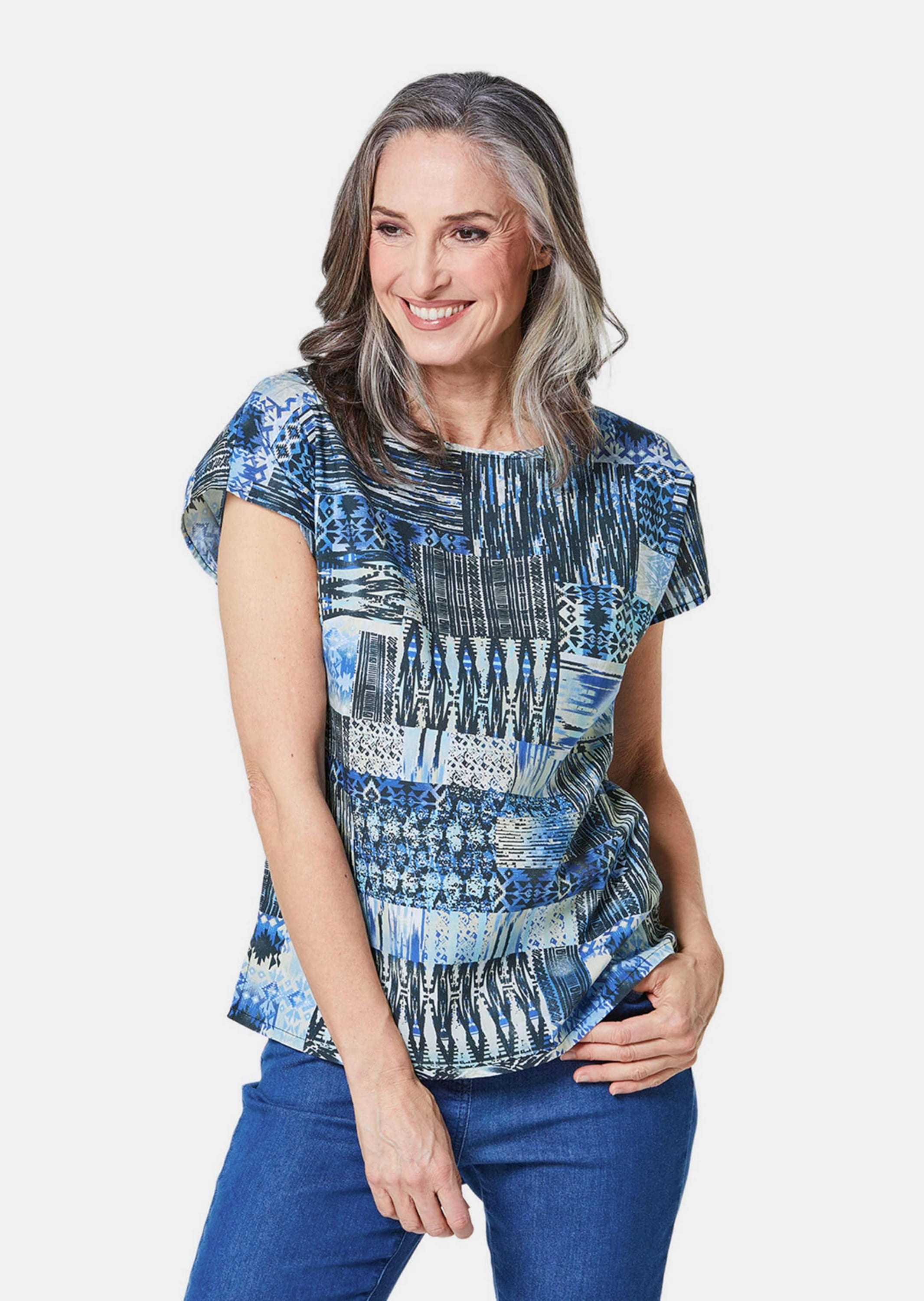GOLDNER Druckbluse »Bluse Ultraleichte Druckbluse aus reiner Baumwolle«