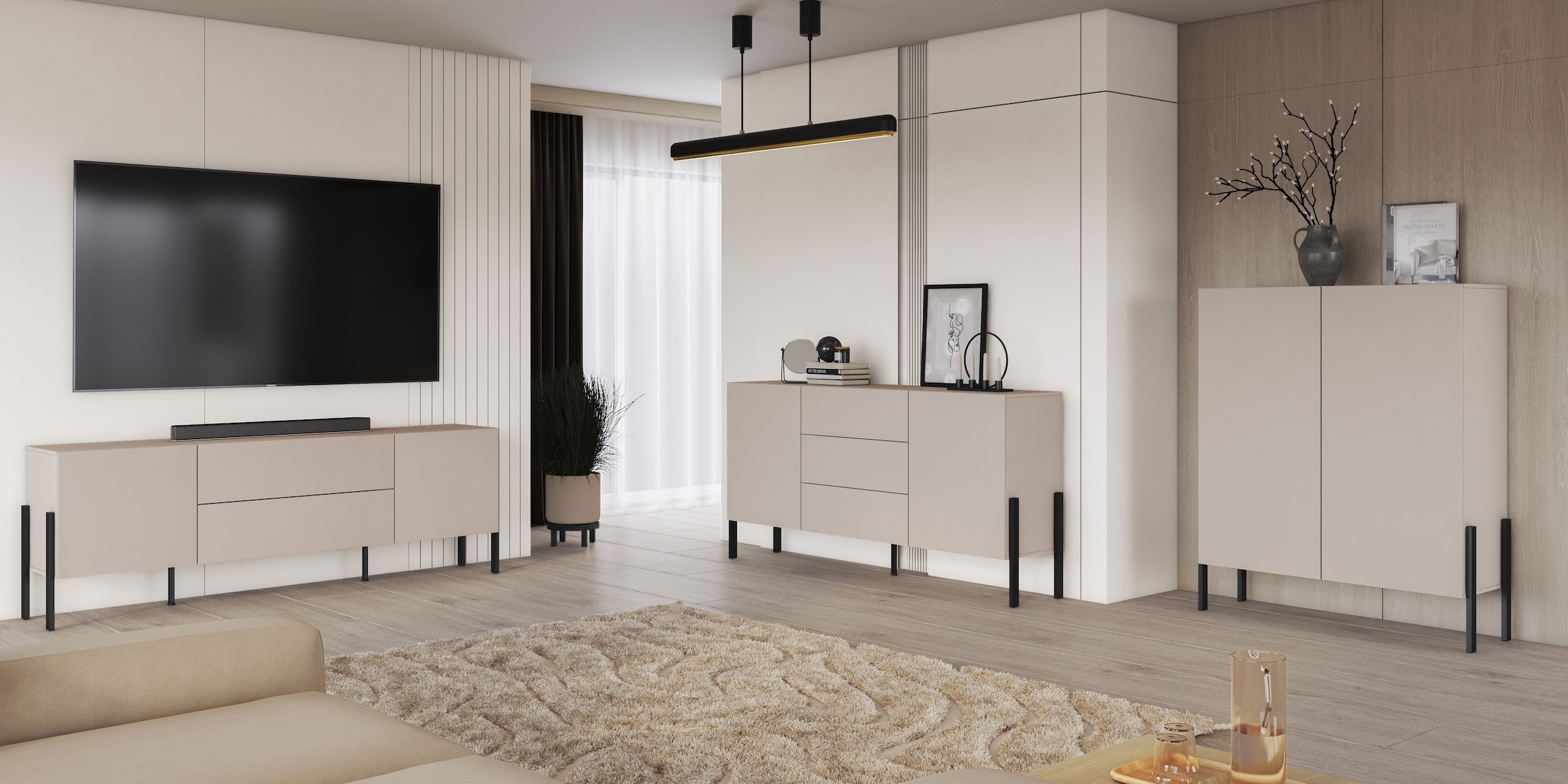 INOSIGN Kommode »Jukon, Breite 110 cm, moderne grifflose Hochschrank, 2Türen«, Highboard mit viel Stauraum, push-to-open-Funktion