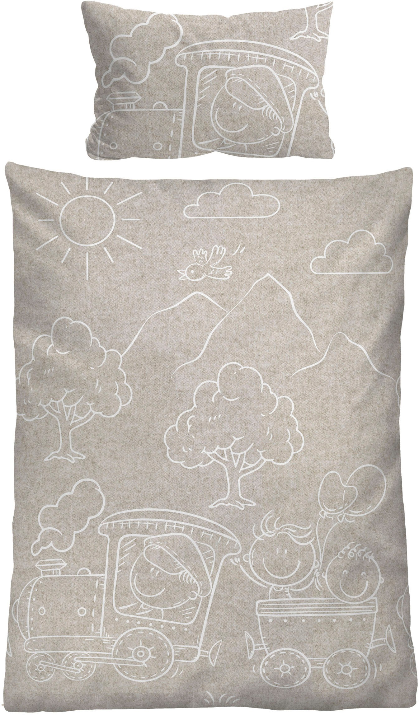 Biberna Kinderbettwäsche "0840521" 2 Stk. kuschelig warm, samtweich, Melang günstig online kaufen