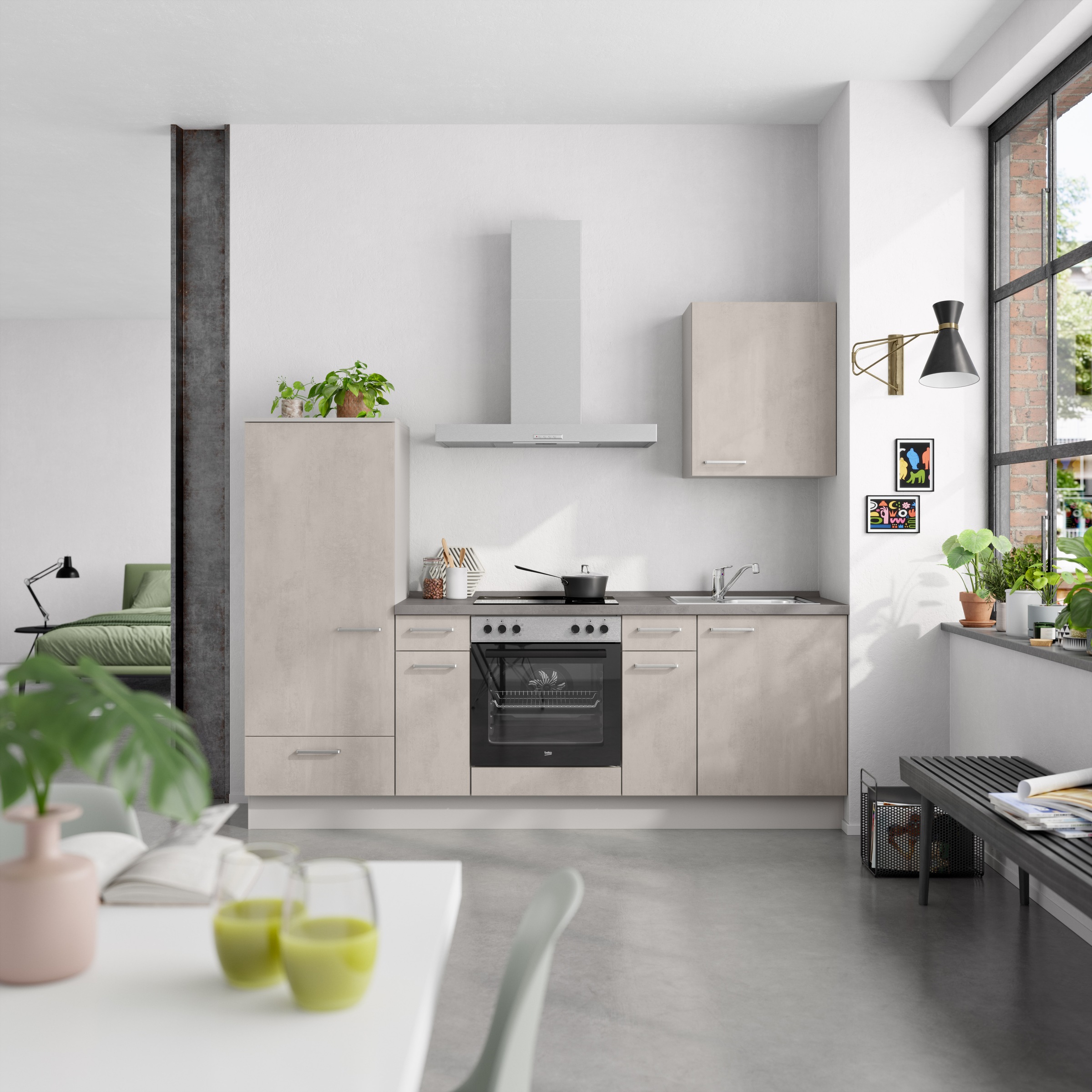 nobilia® Küchenzeile »"Riva I"« vormontiert, Ausrichtung wählbar, Breite 240 cm, wahlw. mit E-Geräten