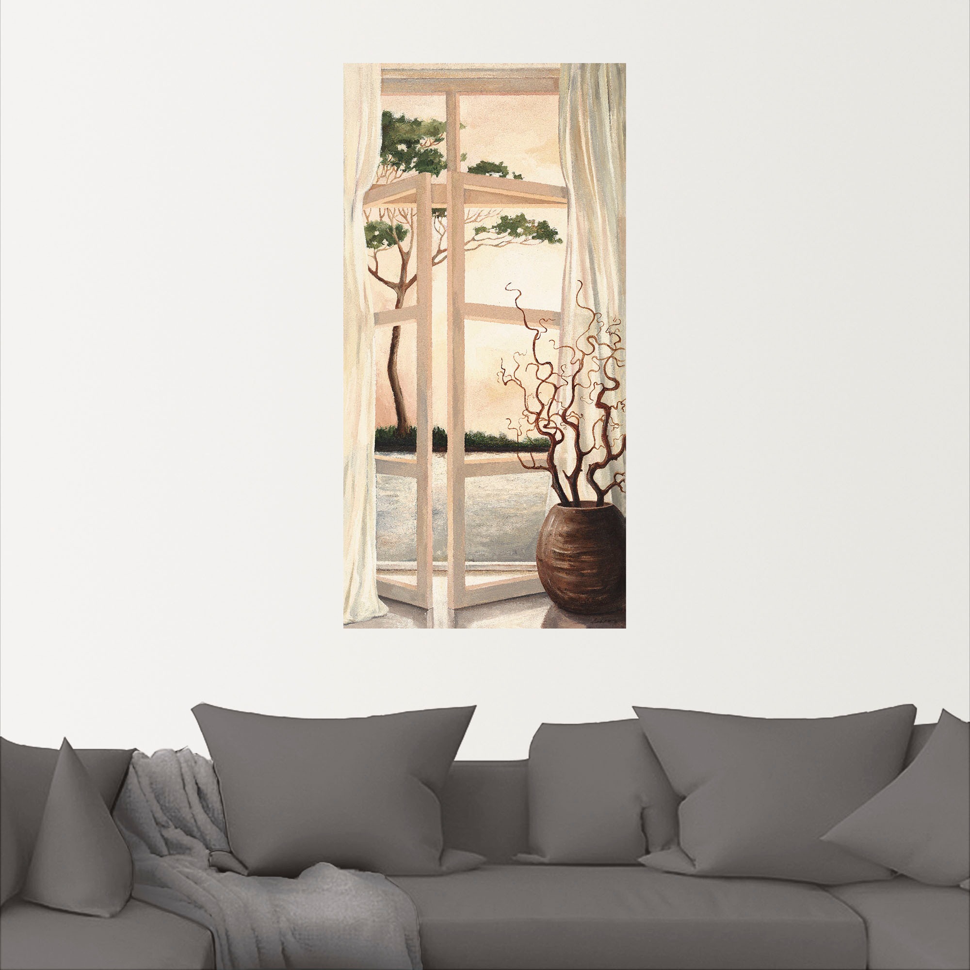 Artland Wandbild "Fensterbild Toskanischer Sonnenuntergang", Fensterblick, günstig online kaufen