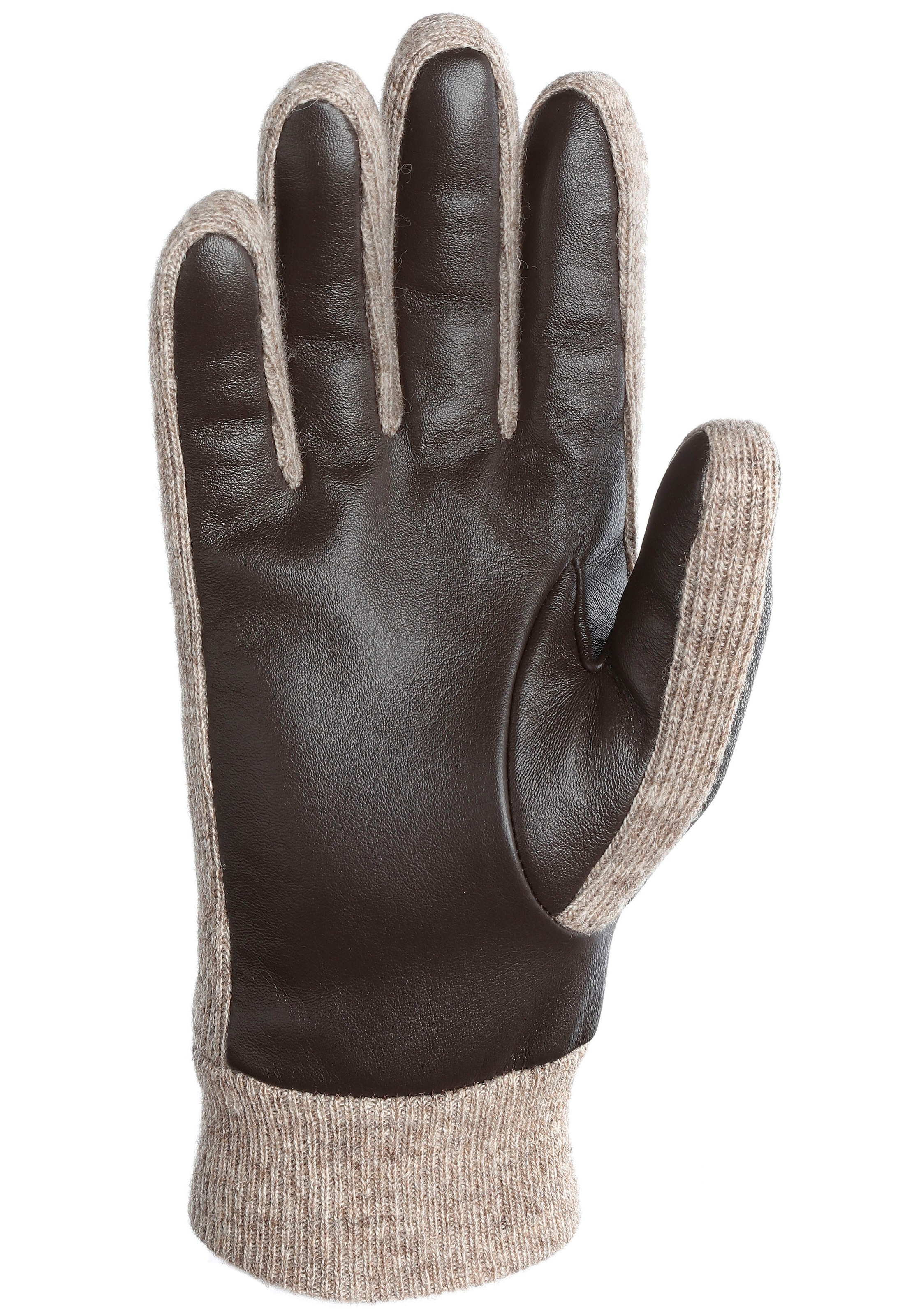Strickhandschuhe PEARLWOOD "NICK", Herren, Gr. 8,5, braun (schwarz braun), Materialmix, unifarben mit Farbeinsatz, Handschuhe, weiches Fleecefutter, Elastischer Strickbund 2