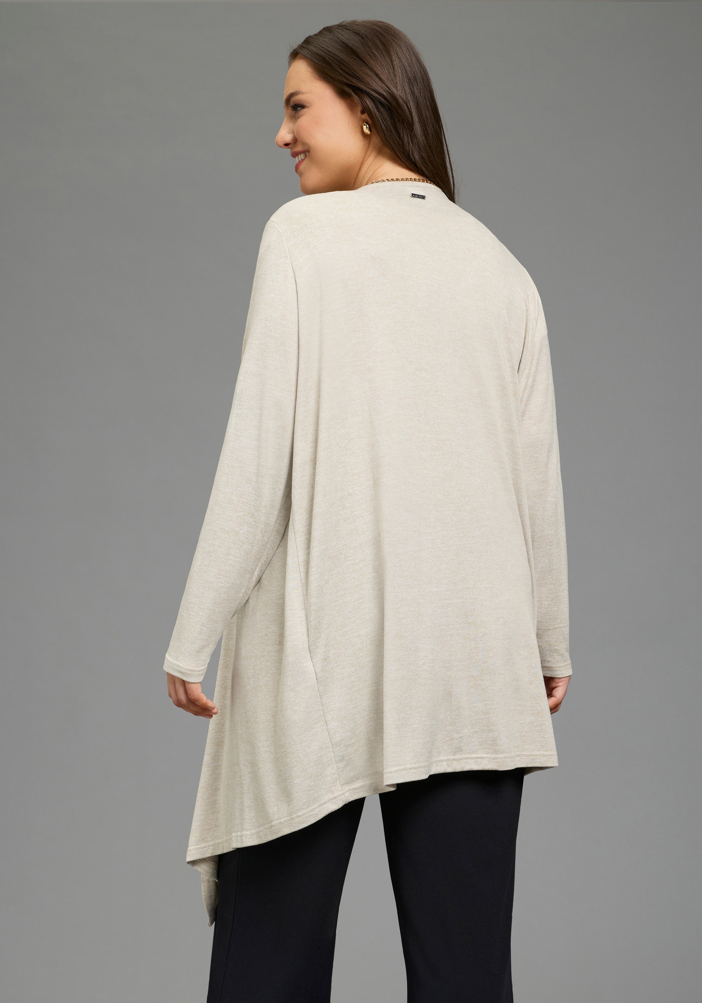 Laura Scott CURVE Strickjacke mit Wasserfallausschnitt, Langarm-Design, fig günstig online kaufen