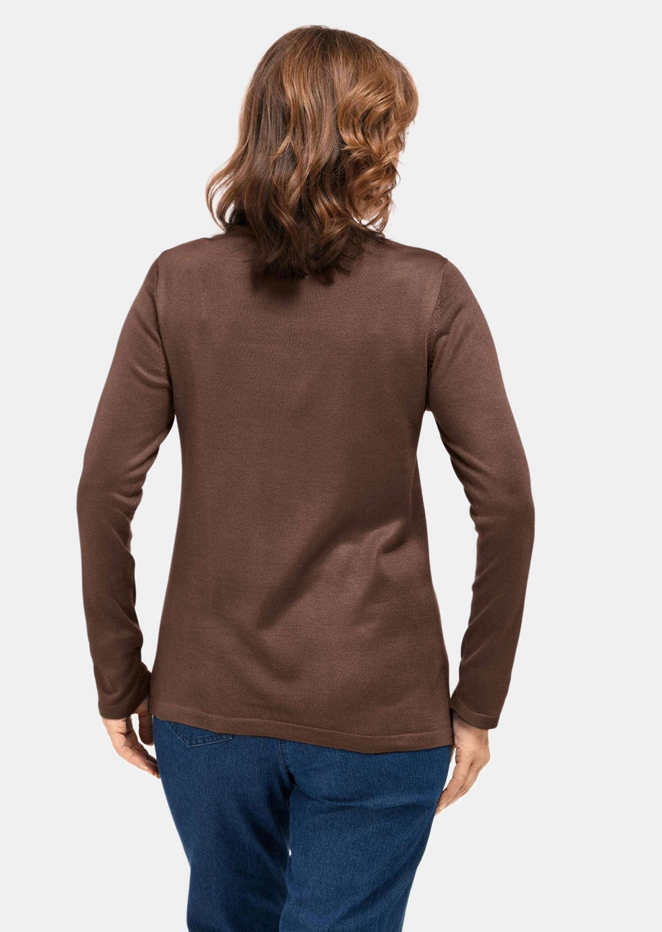 Goldner Kurzgröße Stehbundpullover Damen Beige 3