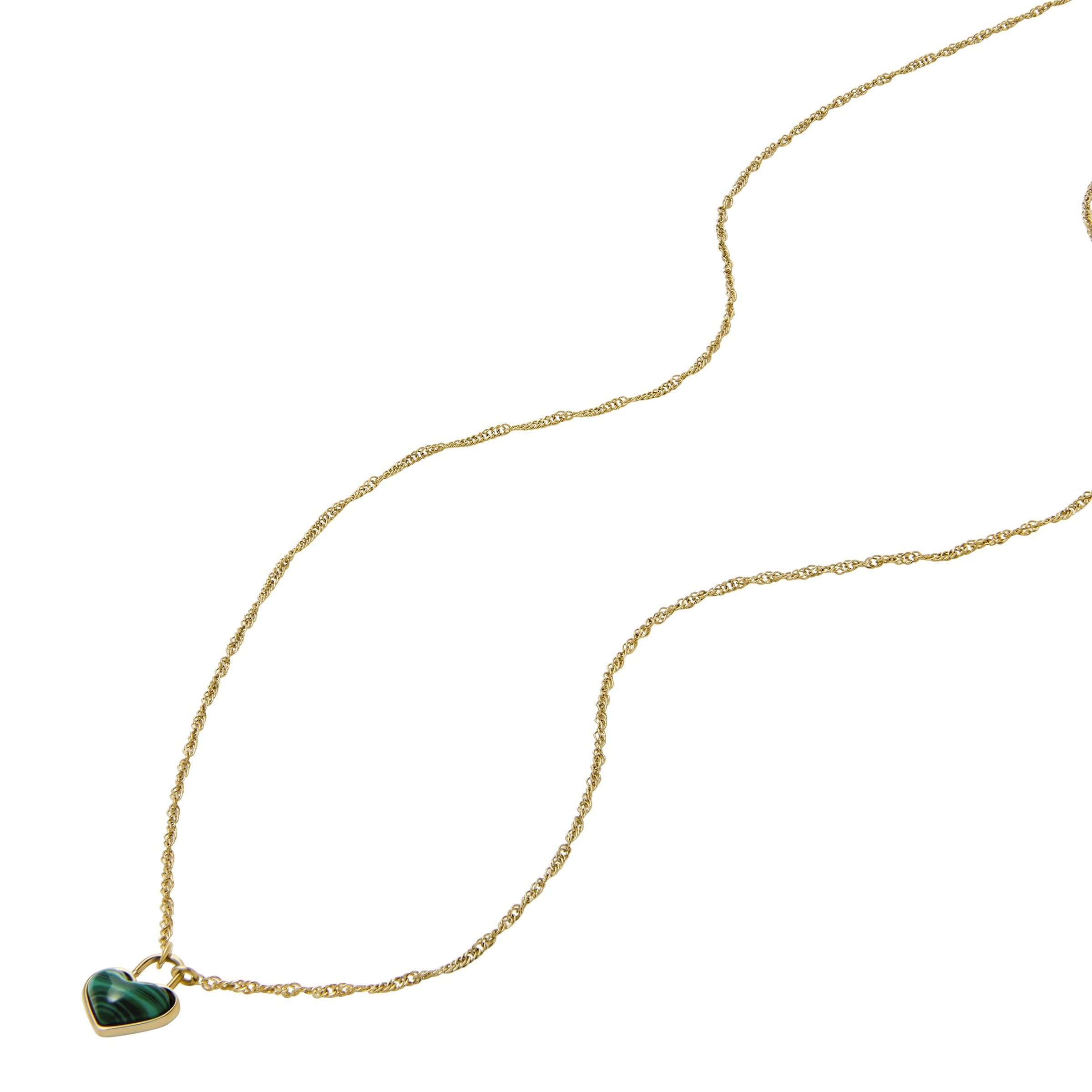 Fossil Kette mit Anhänger »Schmuck Geschenk Edelstahl JEWELRY Herz, JF04857710«, mit Malachit