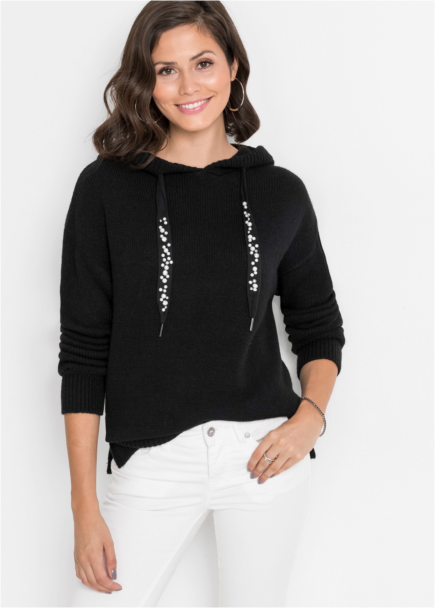 bonprix Kapuzenpullover "Oversize-Pullover" aus Polyacryl, Polyamid und Polyester, mit Kapuze, Oversize-Design