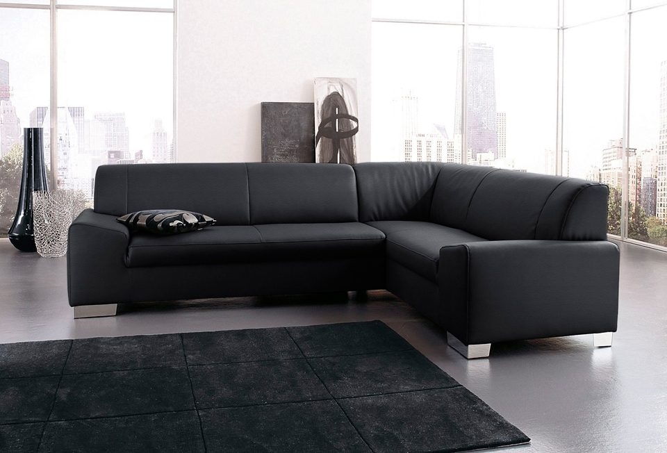 DOMO collection Ecksofa "Alisson, zeitlose Optik, flache Armlehnen, Breite 249cm, L-Form" fester Sitzkomfort, wahlweise mit Bettfunktion