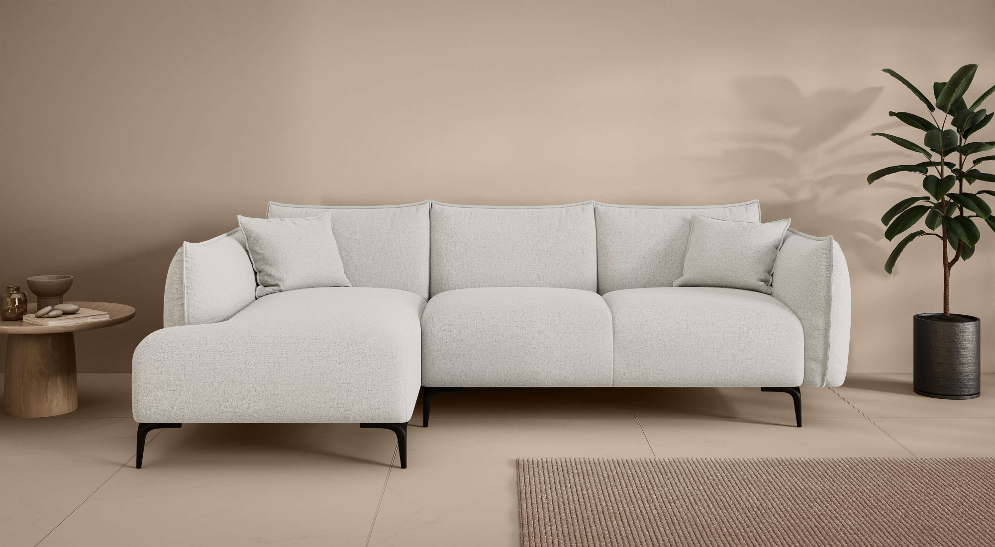 LeGer Home by Lena Gercke Ecksofa "Adelita mit Ottomane links oder rechts bestellbar, B/H/T 270/97/168" L-Form mit Wellenunterfederung, enthält 2 Zierkissen