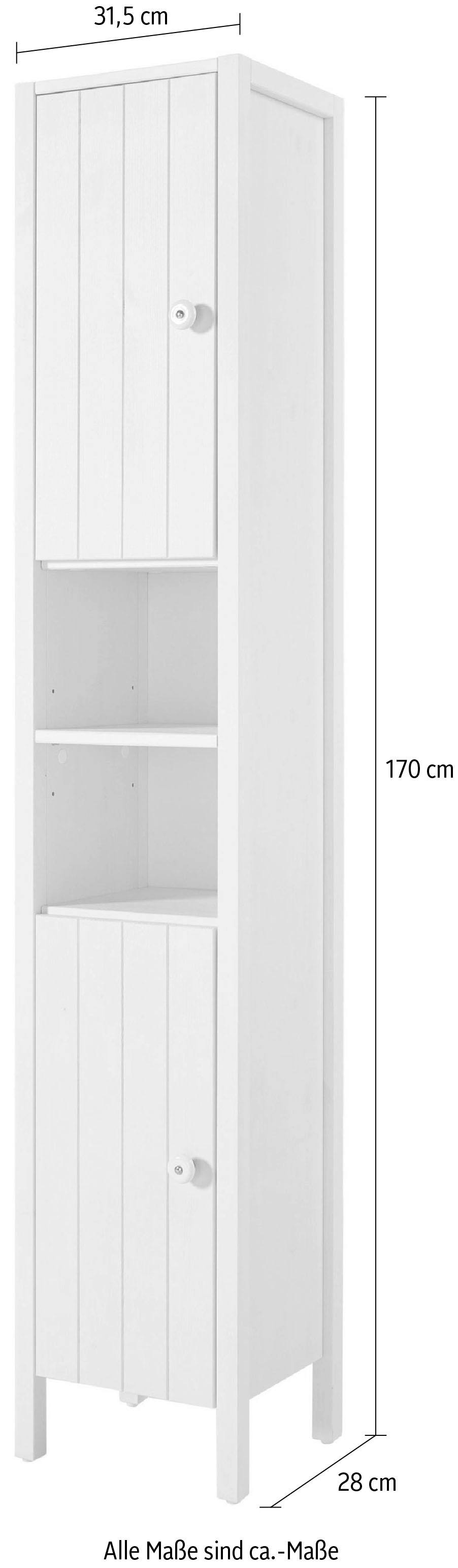 Hochschrank | bestellen Home Schrank, BAUR 31,5 »Tina«, affaire Breite cm, Badmöbel, Massivholz