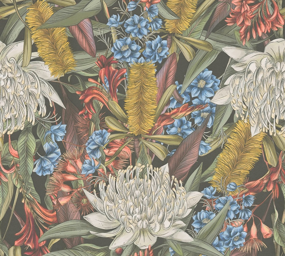 living walls Vliestapete »Drawn Into Nature Blumen-Tapete Mustertapete Pflanzen Natur« matt strukturiert Vliestapete Blümchen für Schlafzimmer Küche Wohnzimmer Blumen Design