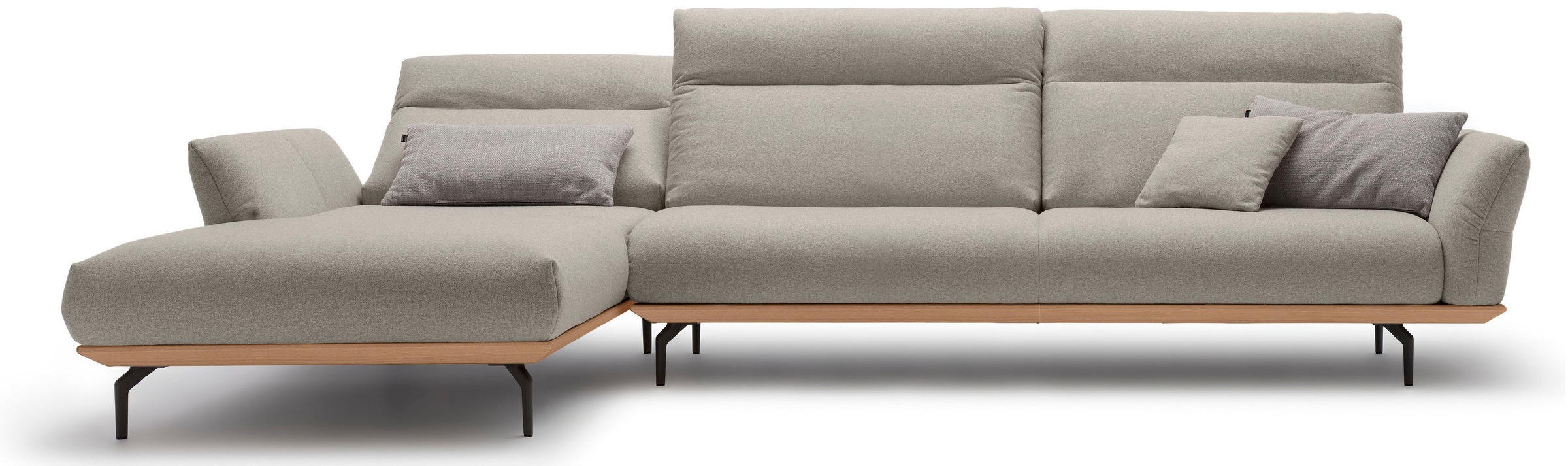 Creation BY ROLF BENZ Ecksofa »CR.460«, Sockel in Eiche, Winkelfüße in Umbragrau, Breite 338 cm