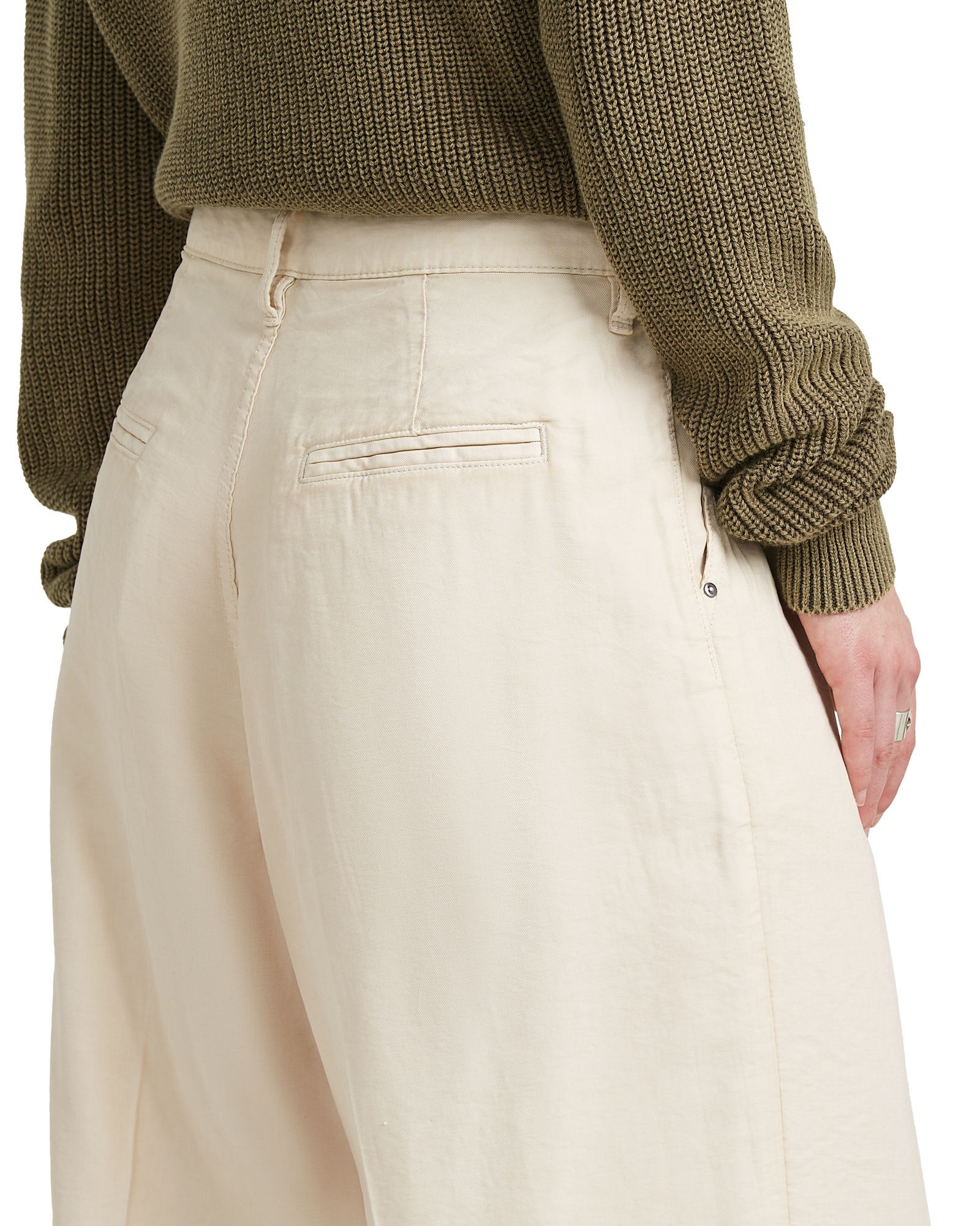 Chinohose G-STAR "Pleated Chino", Damen, Gr. 28, Länge 32, weißbait gd, Obermaterial: 90% Viskose, 10% Polyester, Hosen Chinohose 3