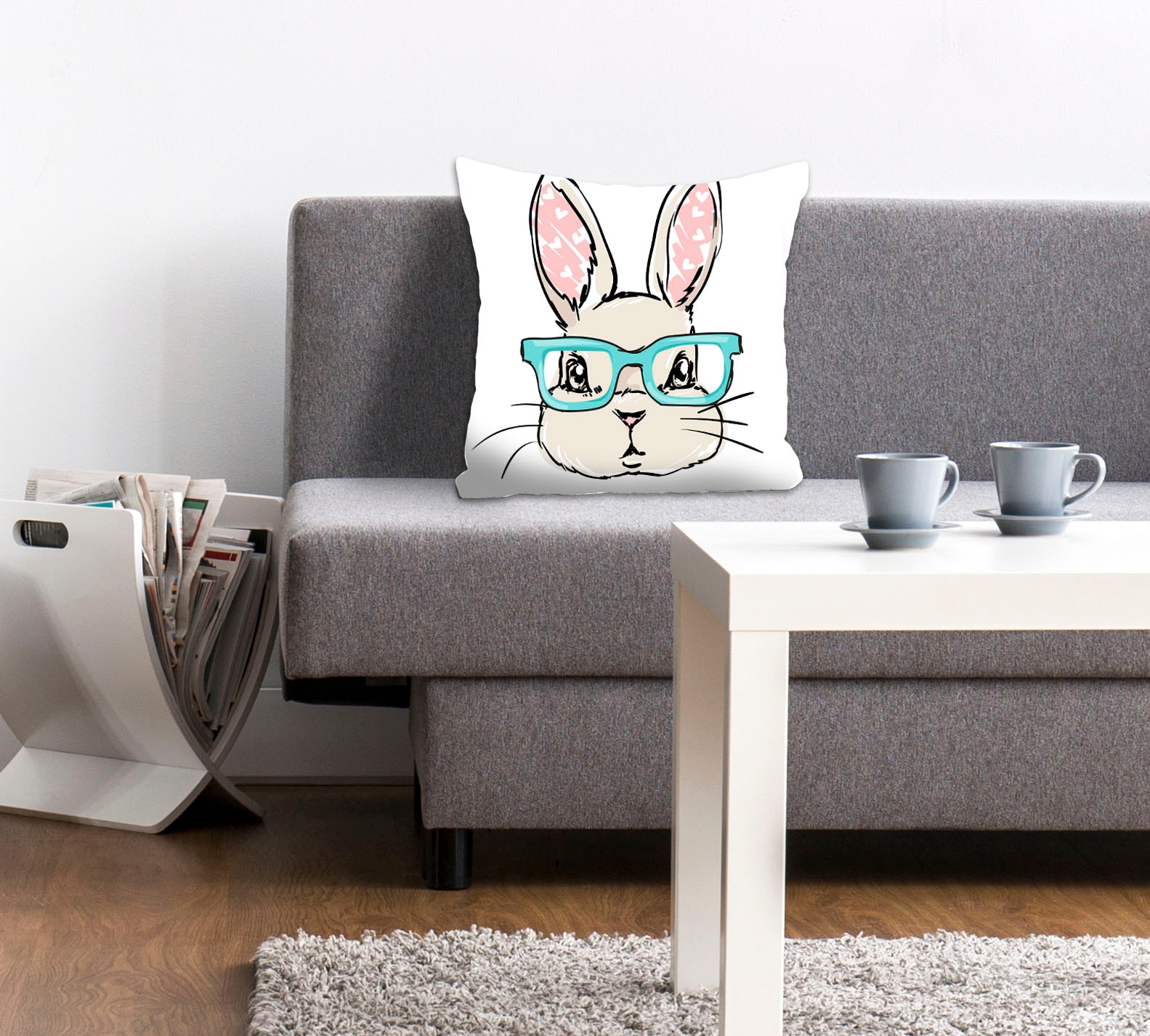 queence Dekokissen "Leandros" mit einem Hasen mit Brille günstig online kaufen