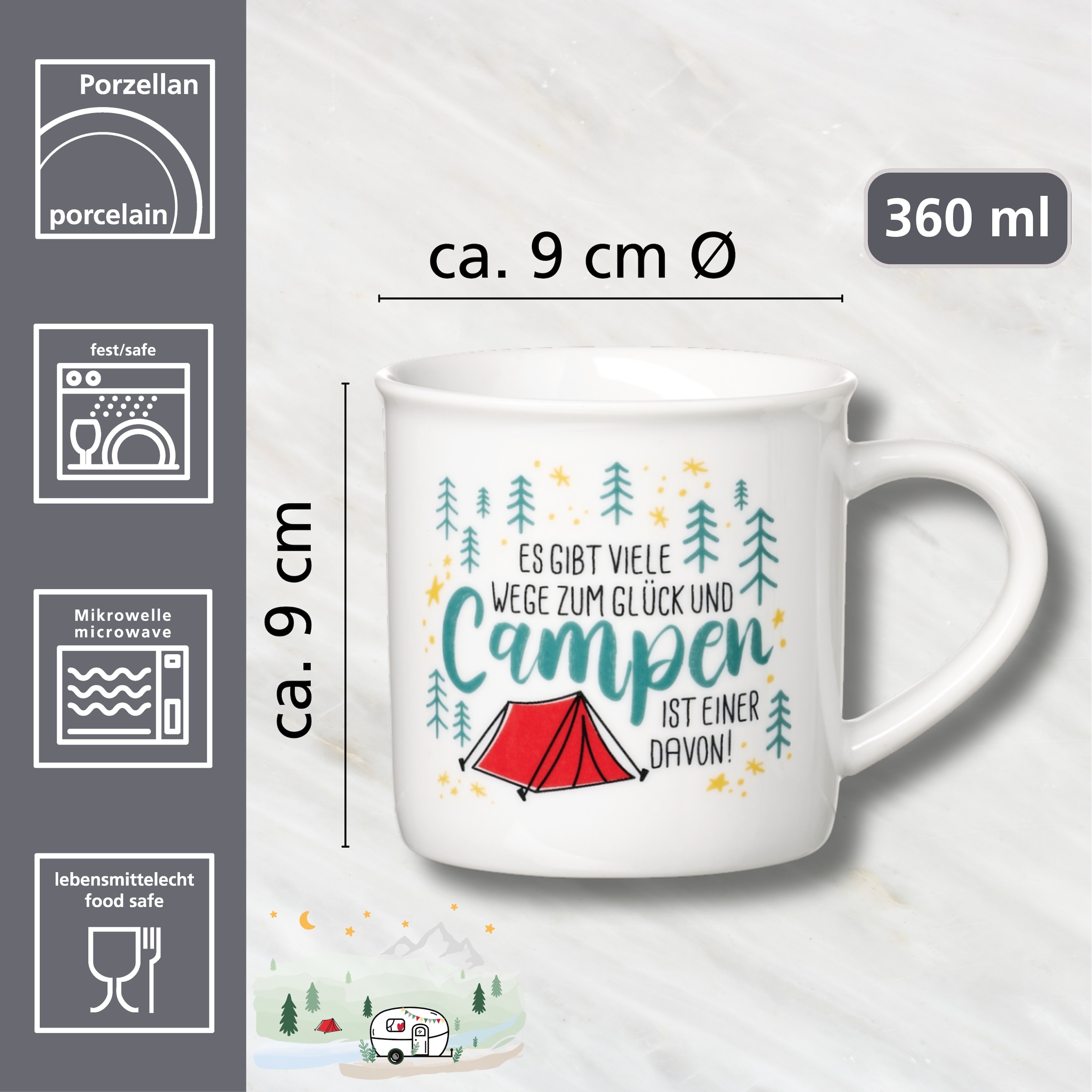 Ritzenhoff & Breker Becher »Camping«, (1 tlg.), "Es gibt viele Wege zum Glück..." - in Geschenkbanderole
