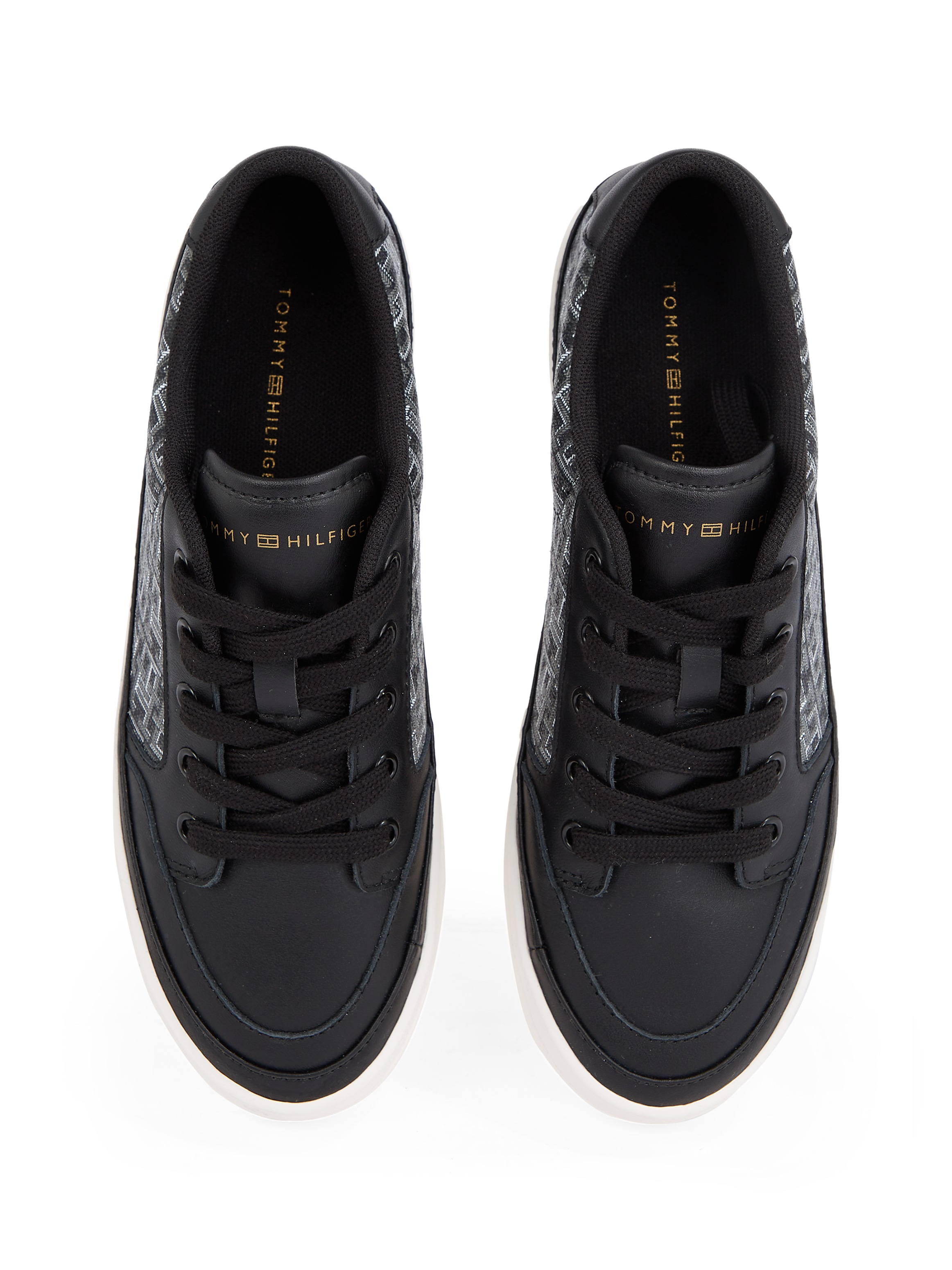 Tommy Hilfiger Plateausneaker »VULC LEATHER SNEAKER MONOGRAM«, Freizeitschuh, Halbschuh, Schnürschuh mit Allover-Logoprint