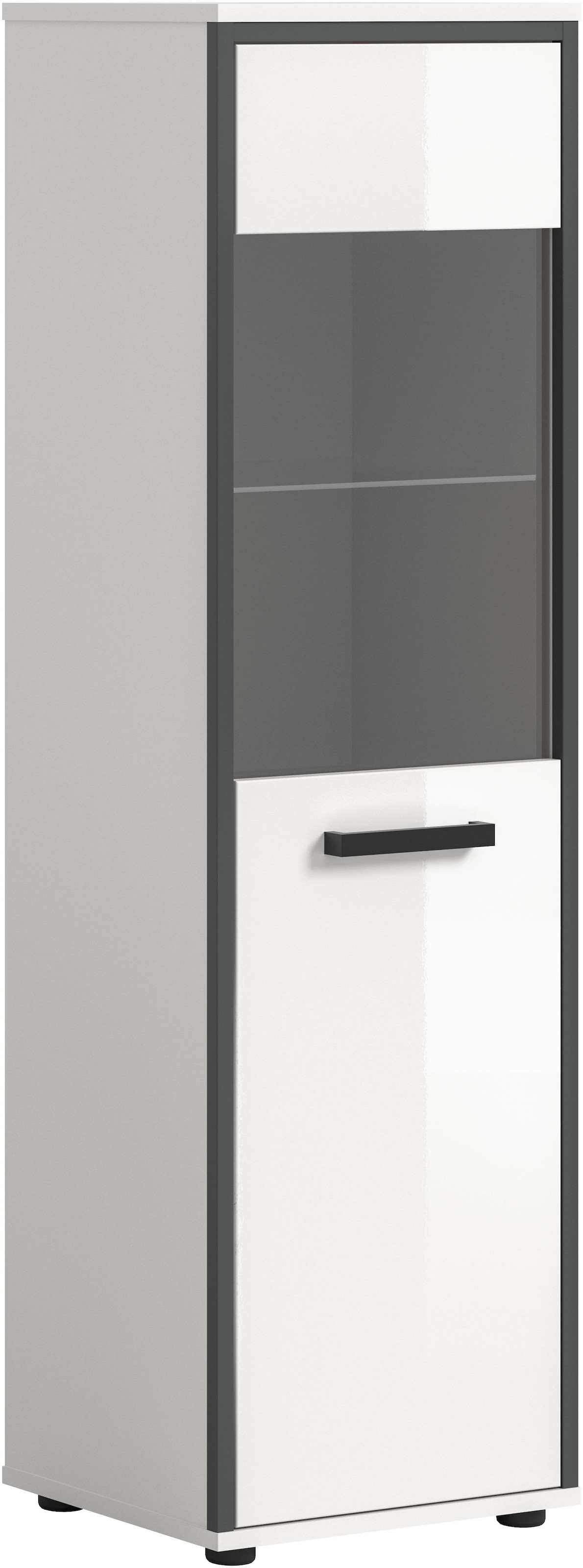 welltime Midischrank "KAJO, hochglanz Front, 1 Glastür, 1 Glas Einlegeboden günstig online kaufen