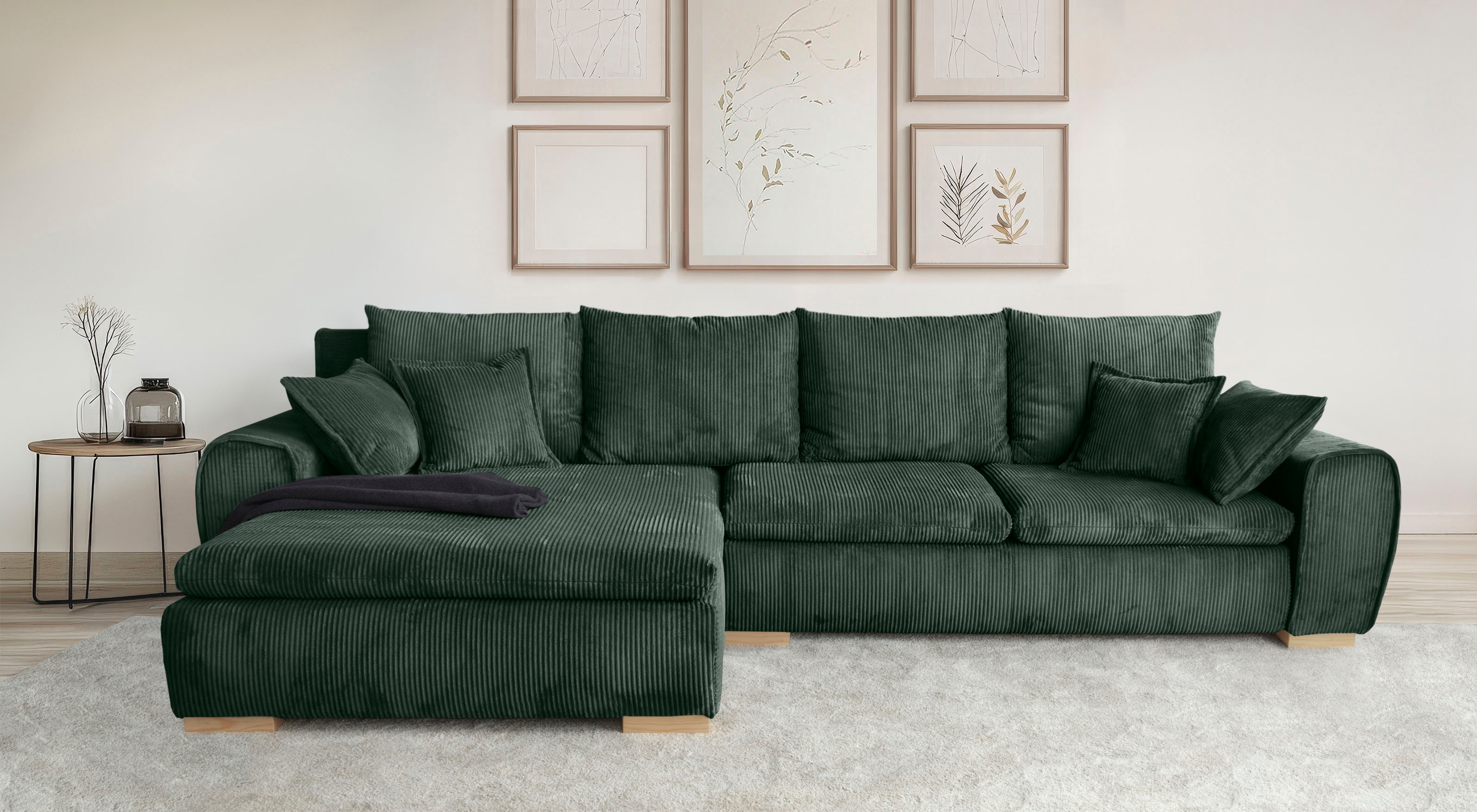 Home affaire "Katja L-Form, B: 325 cm - OTTO. Verlässliche Qualität." Schlaffunktion, Bettkasten & 4 Zierkissen