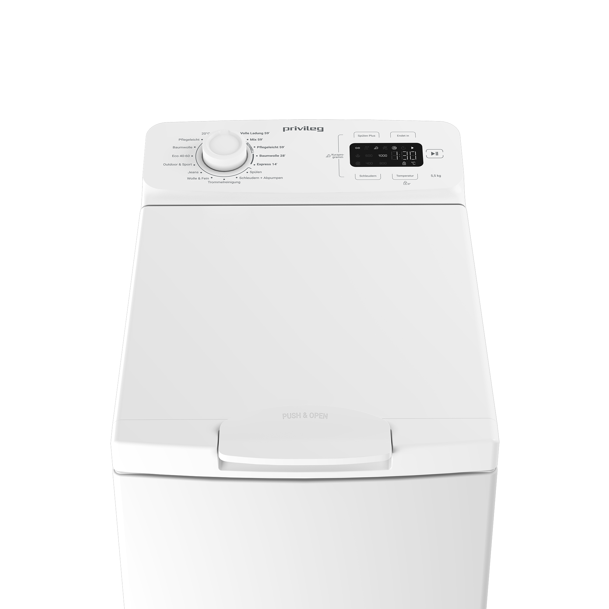 Privileg Waschmaschine Toplader »PWT 55C MY TIME« 5,5 kg 1200 U/min Quick cycles – 5 Programme in unter 1 Stunde