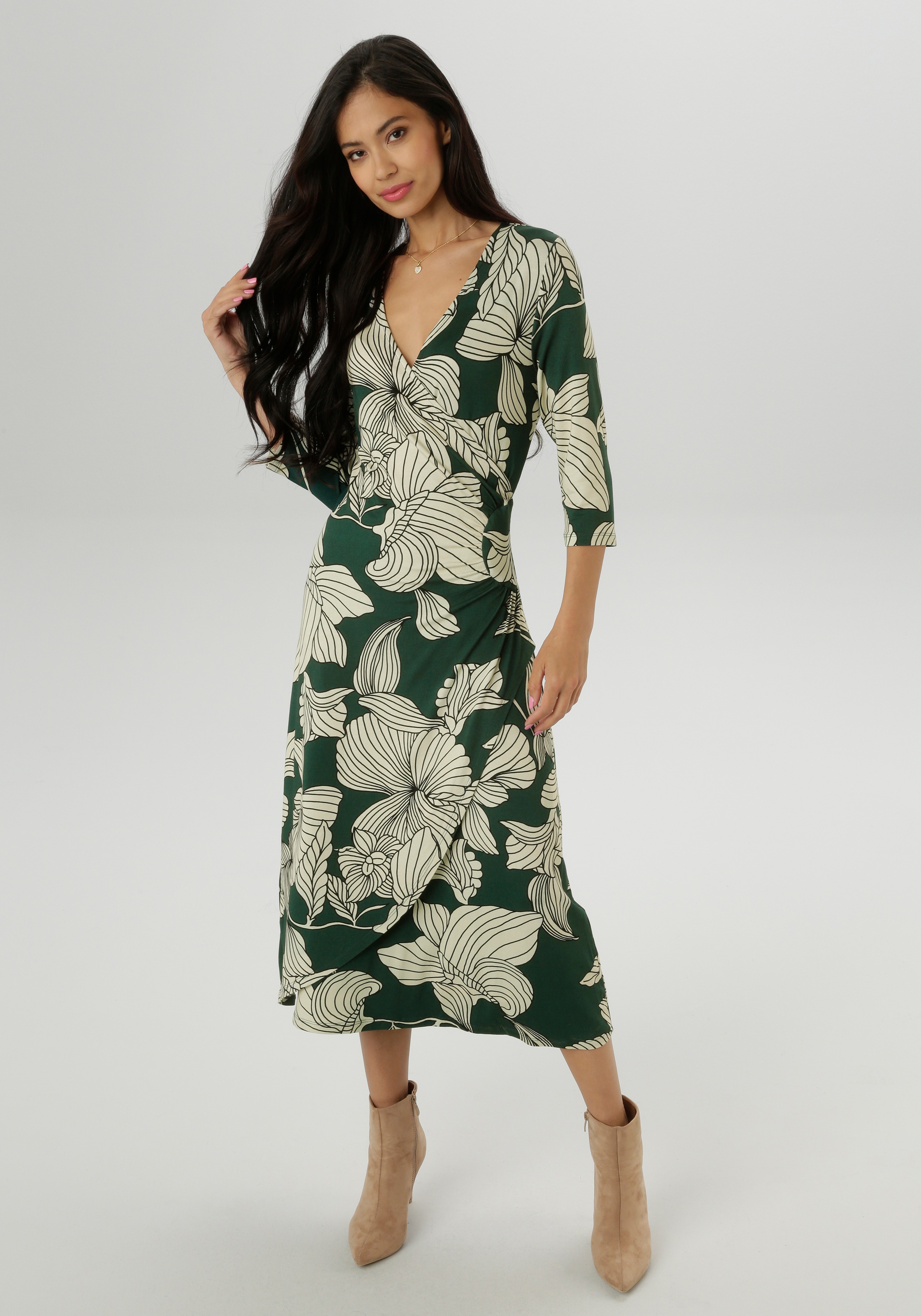 Aniston SELECTED Jerseykleid, mit V-Ausschnitt in Wickel-Optik - NEUE KOLLE günstig online kaufen